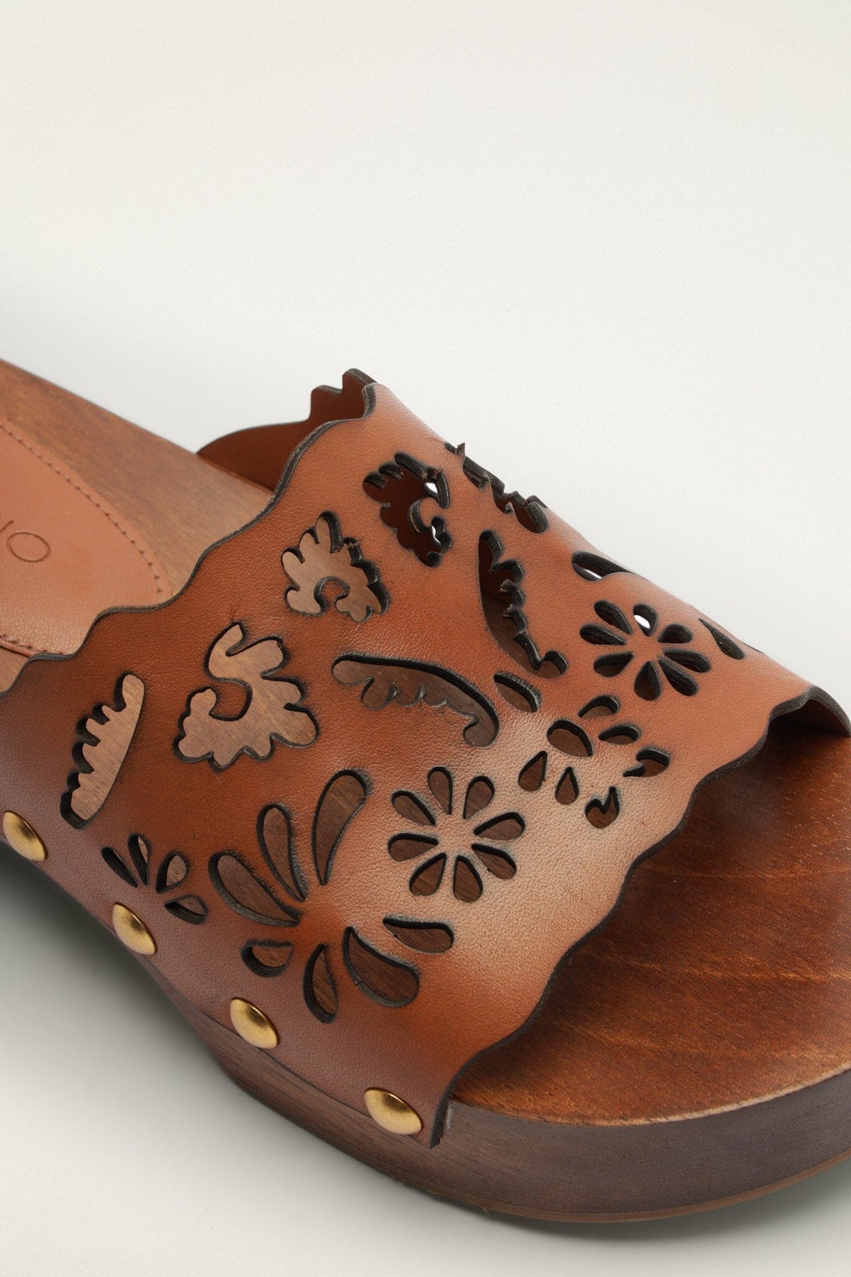 Brown Lace Leather Clog