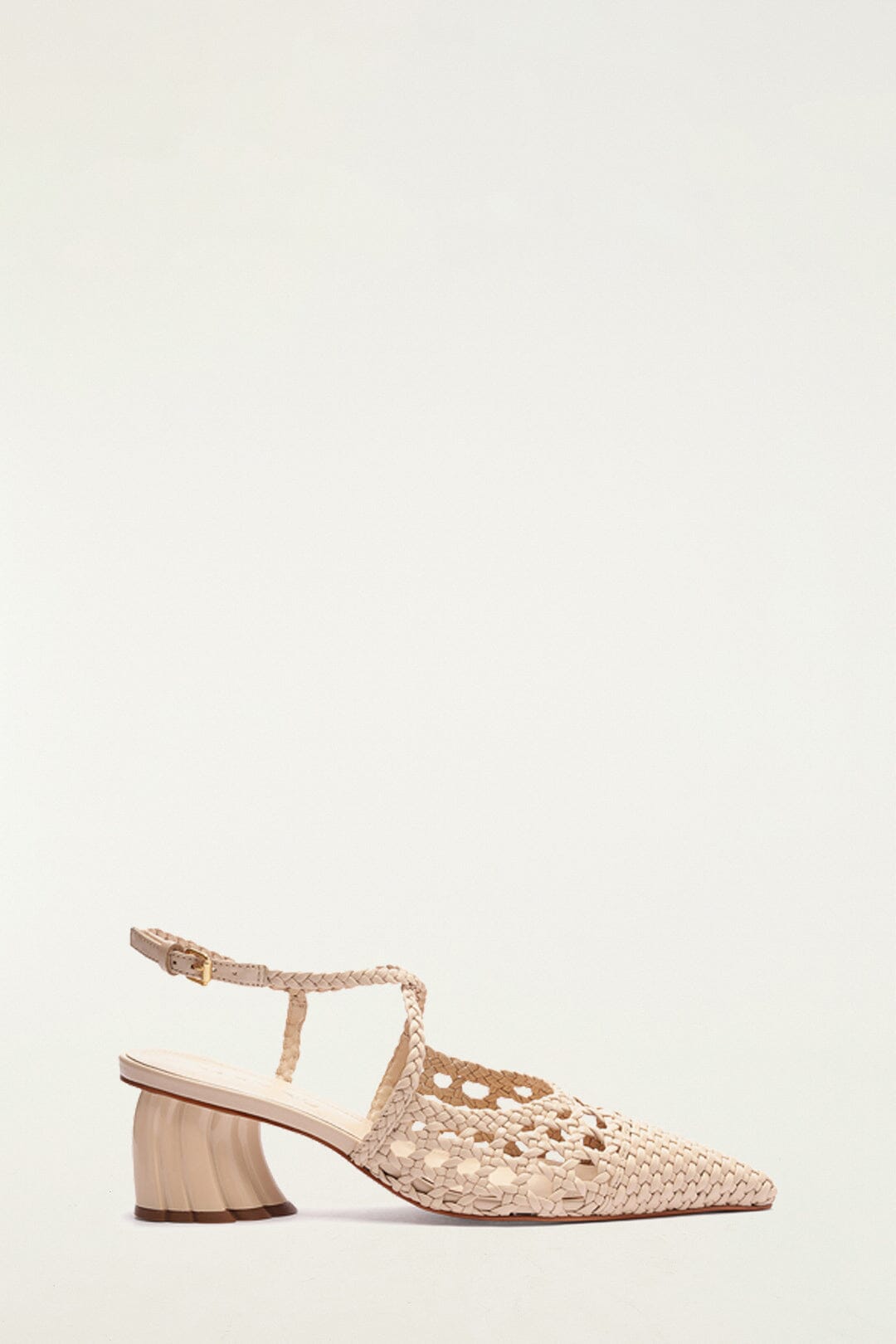 FARM Rio model wearing the Cream Woven Wedge Heeled Sandal