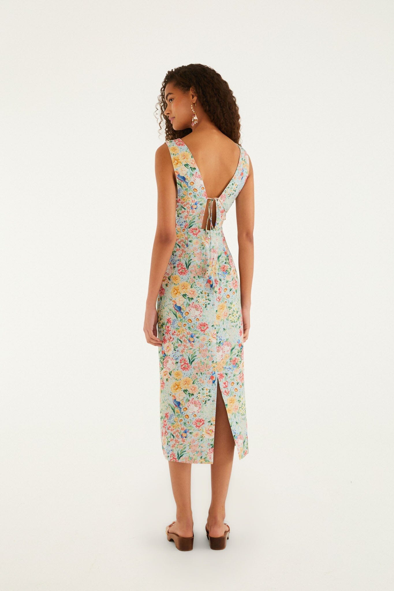 Multicolor Rendeira 3d Bodice Midi Dress