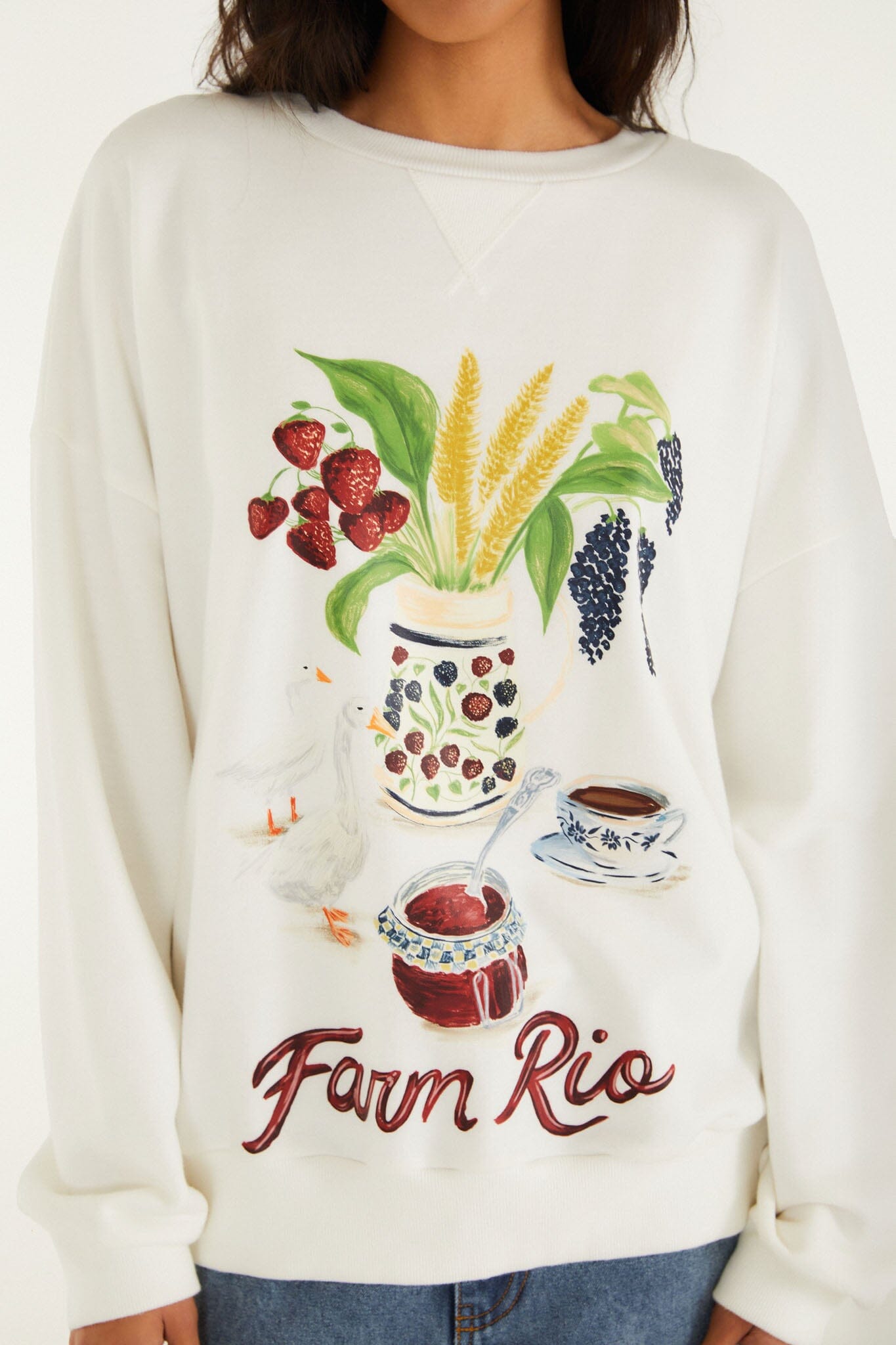 FARM Rio model wearing the Off-White Country Table Sweatshirt