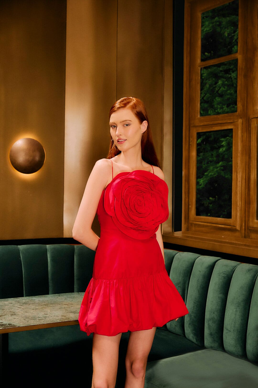 FARM Rio model wearing the Red Balloon Mini Dress