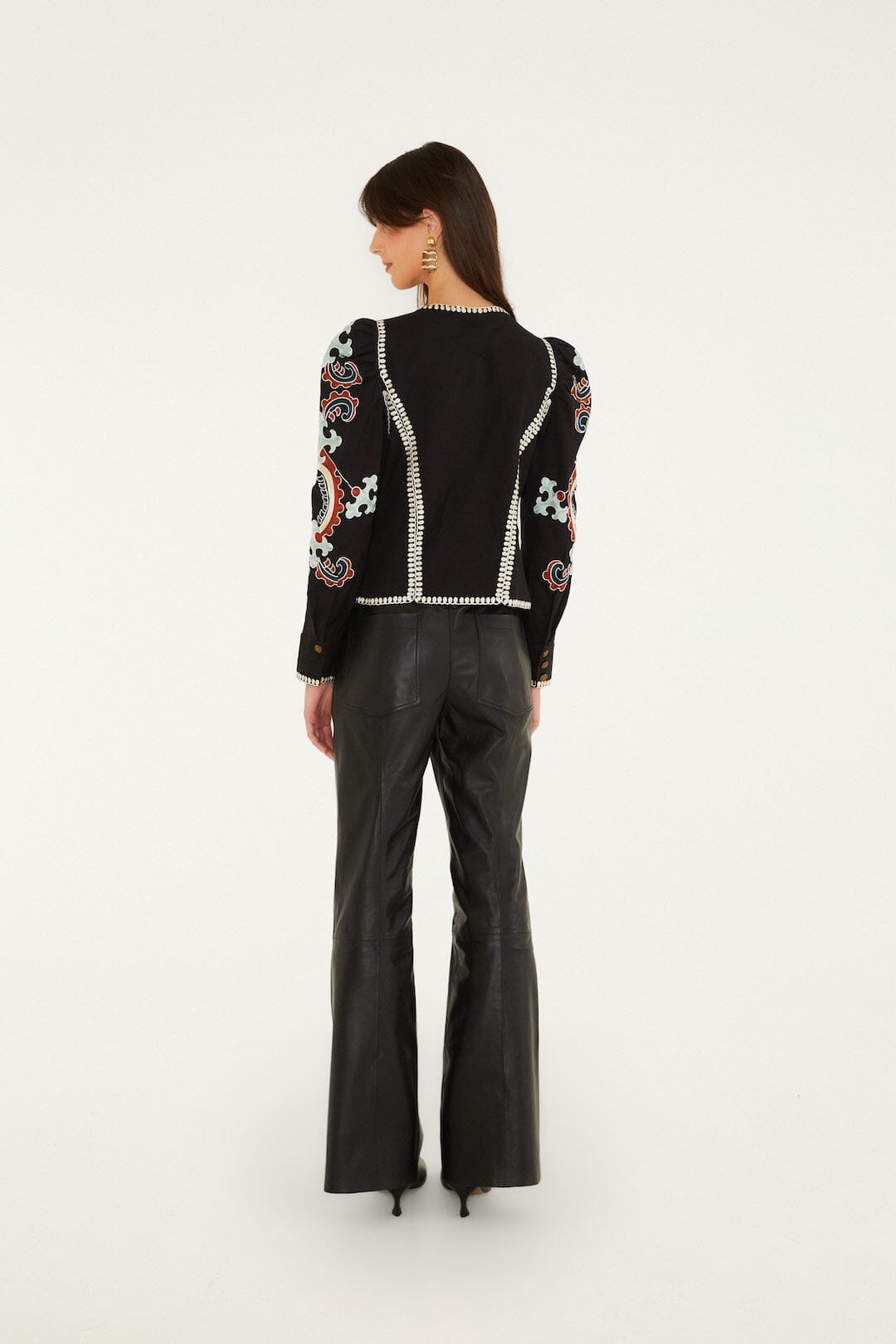 Riveted Wide-Leg Leather Trousers