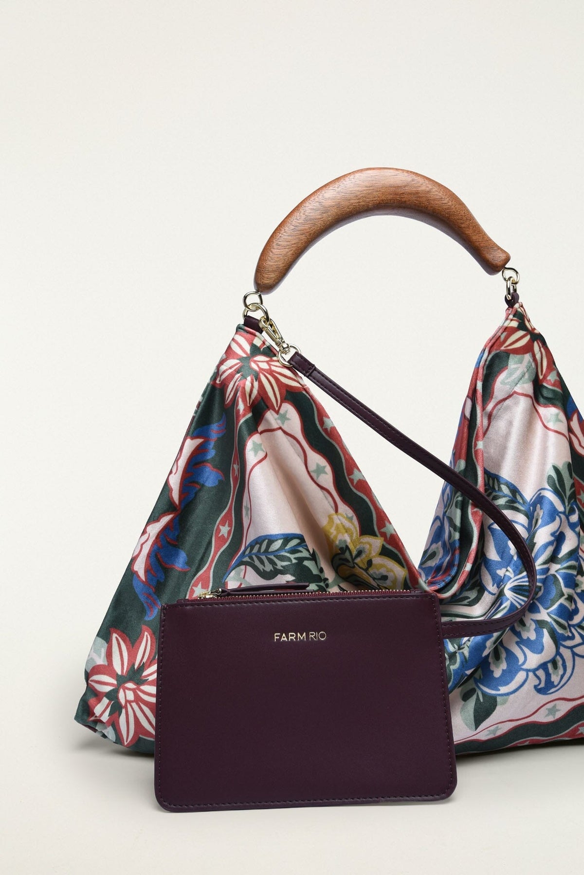 Velvet Wood Handle Small Scarf Bag