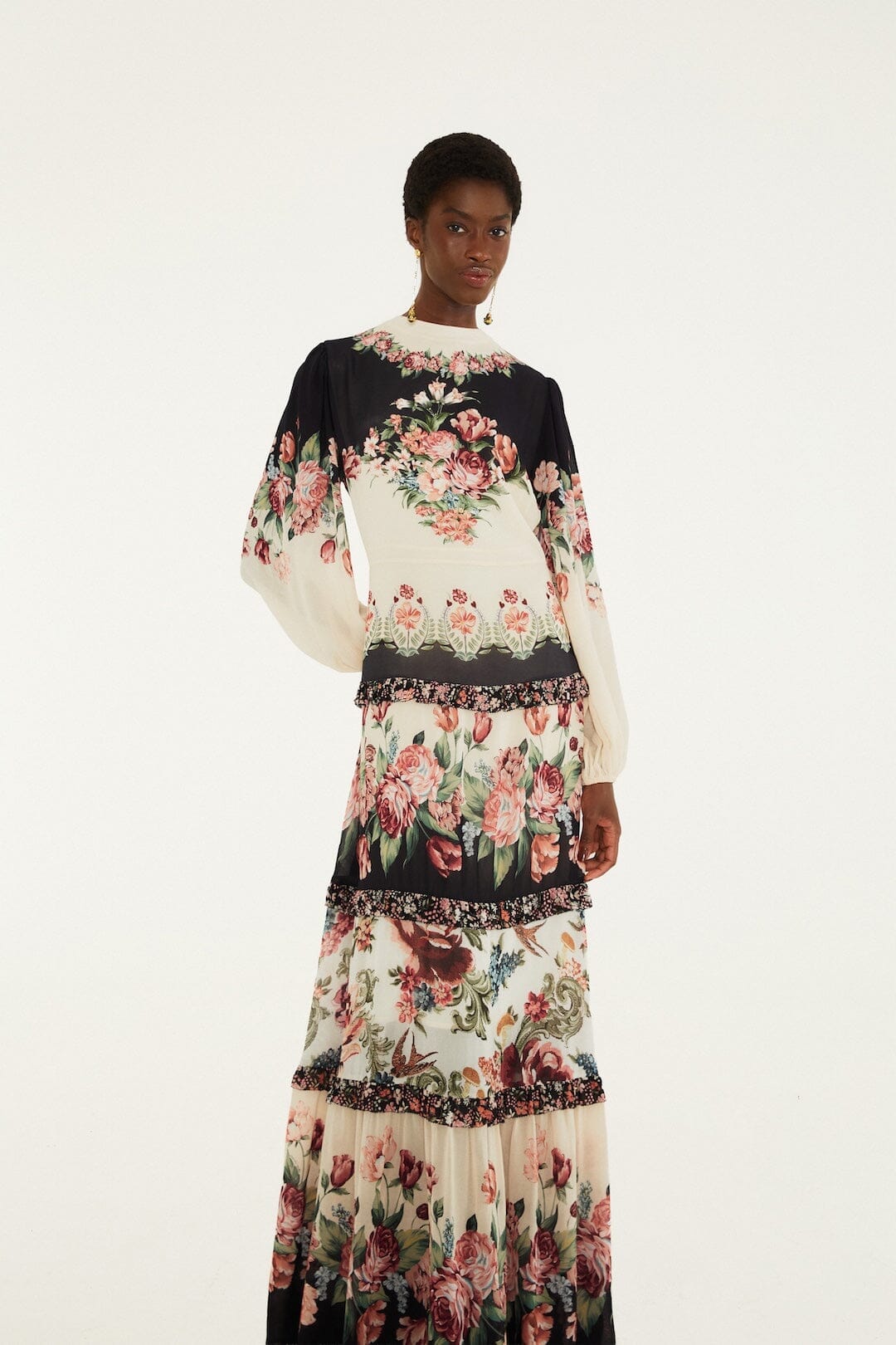 Winter Floral Long Sleeve Maxi Dress