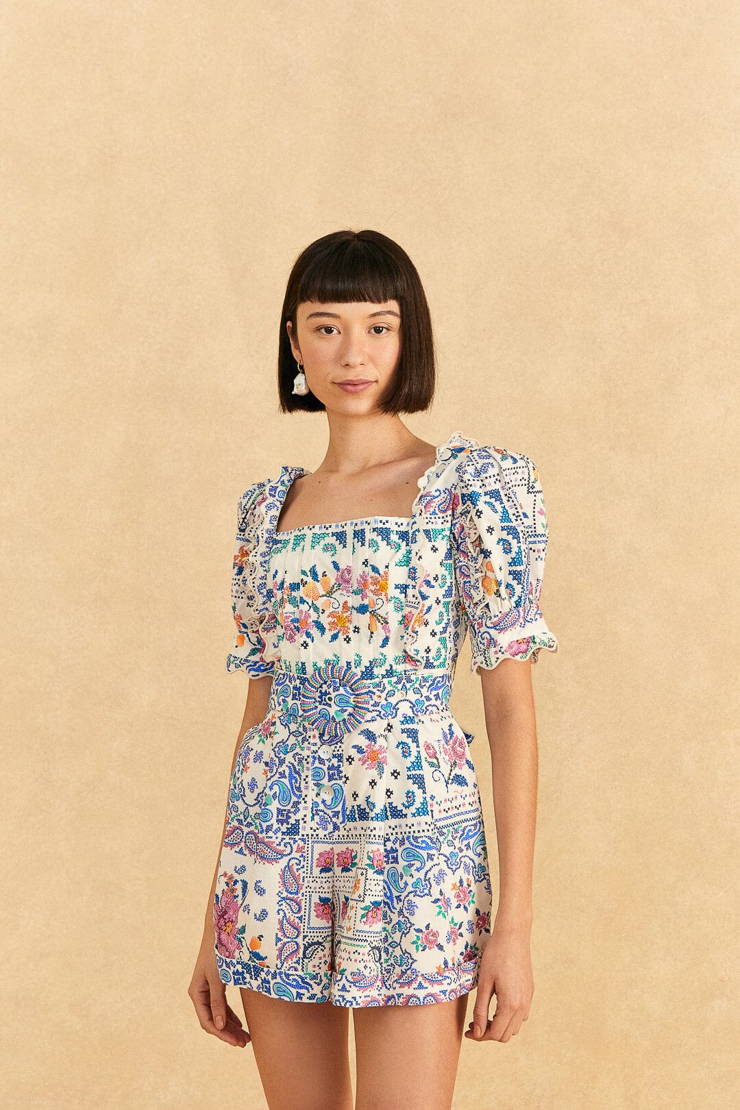 Off-White Romantic Bandanas Organic Cotton Romper