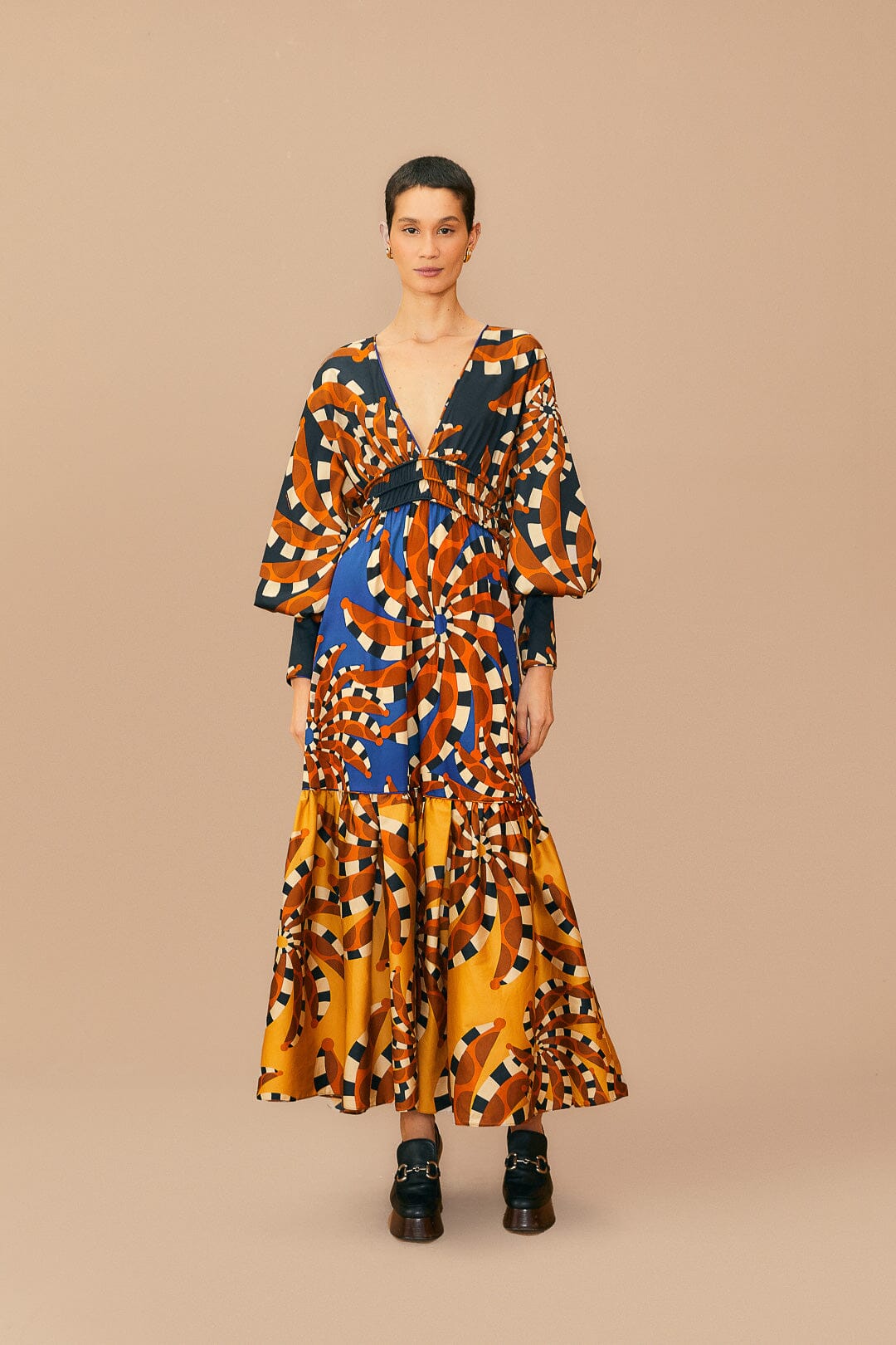 Mixed Bananada Long Sleeve Maxi Dress