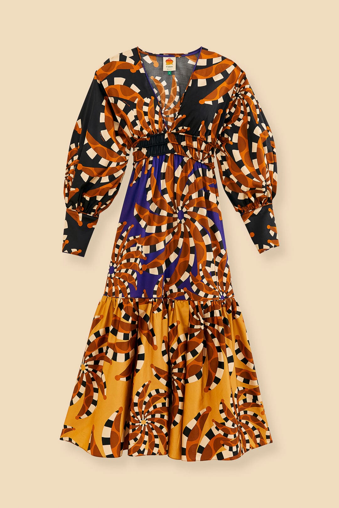 Mixed Bananada Long Sleeve Maxi Dress