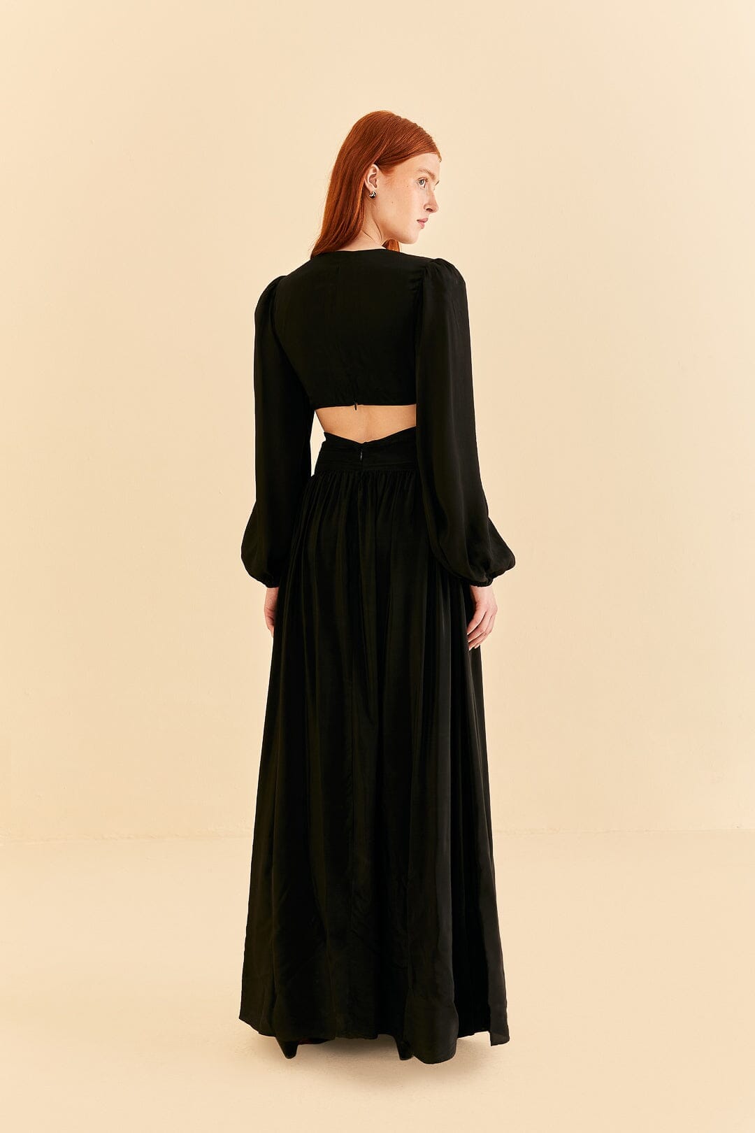 Black Cut Out Long Sleeve Maxi Dress