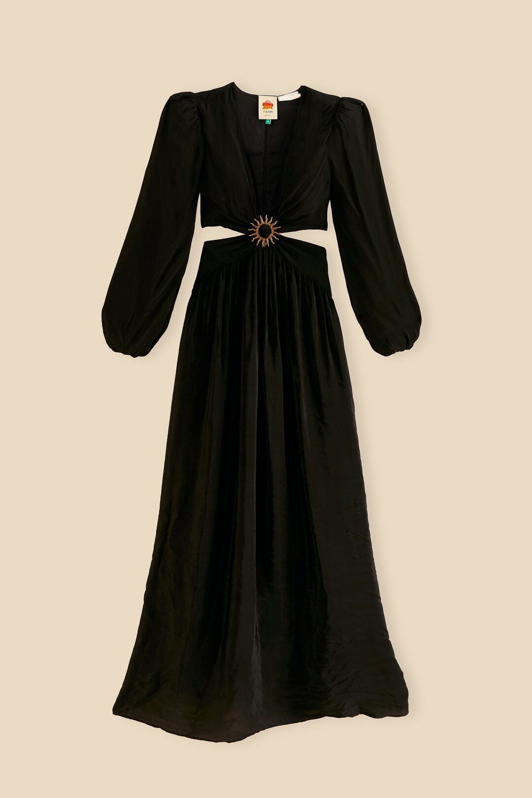 Black Cut Out Long Sleeve Maxi Dress