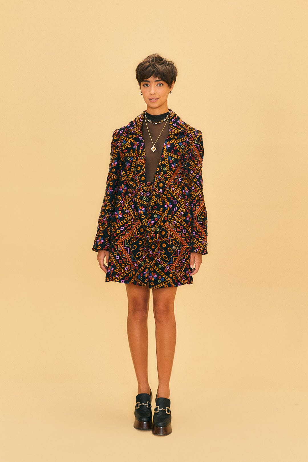 Embroidered Corduroy Blazer