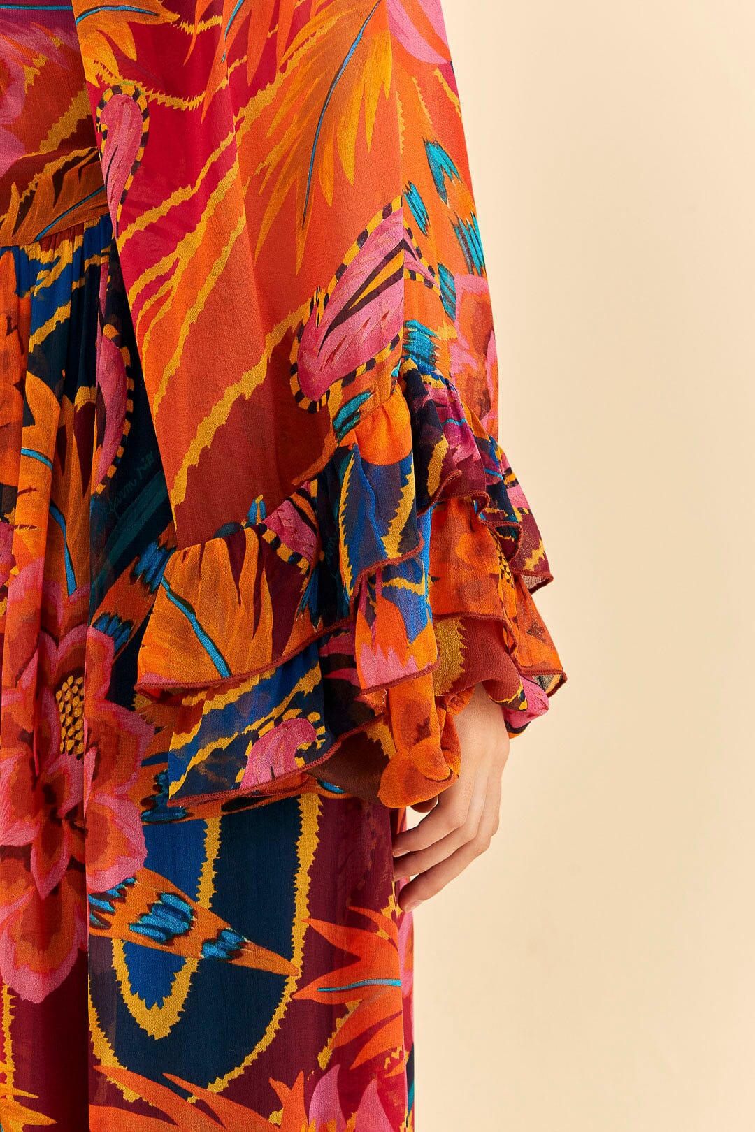 Vintage Wave Long Sleeve Maxi Dress