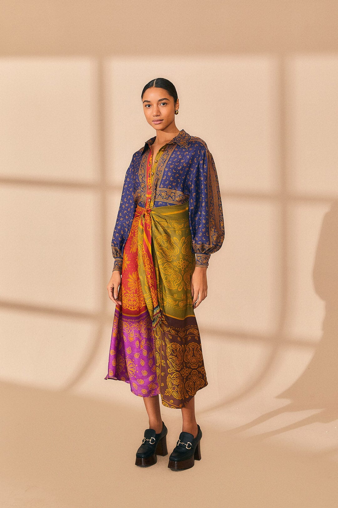 Multicolor Bandana Dream Midi Shirtdress