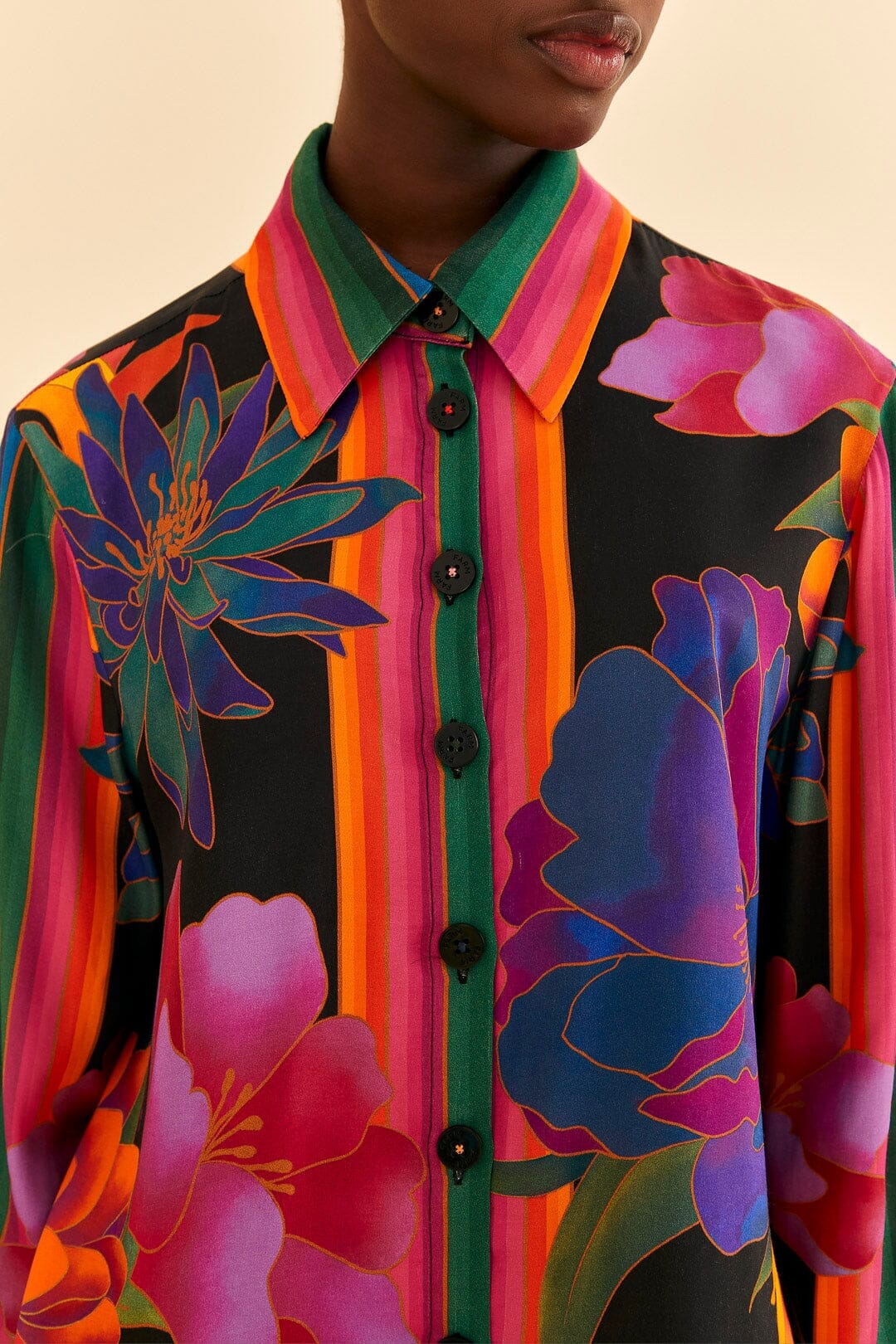Black Flower Season Black Scarf Shirt