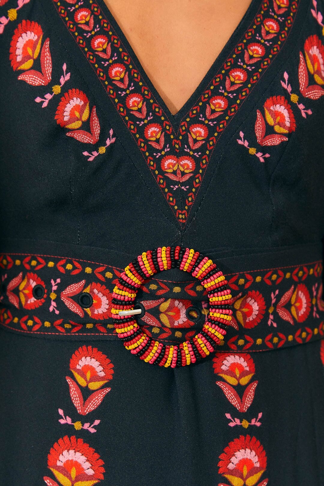 Black Palms Party Short Sleeve Maxi Dress