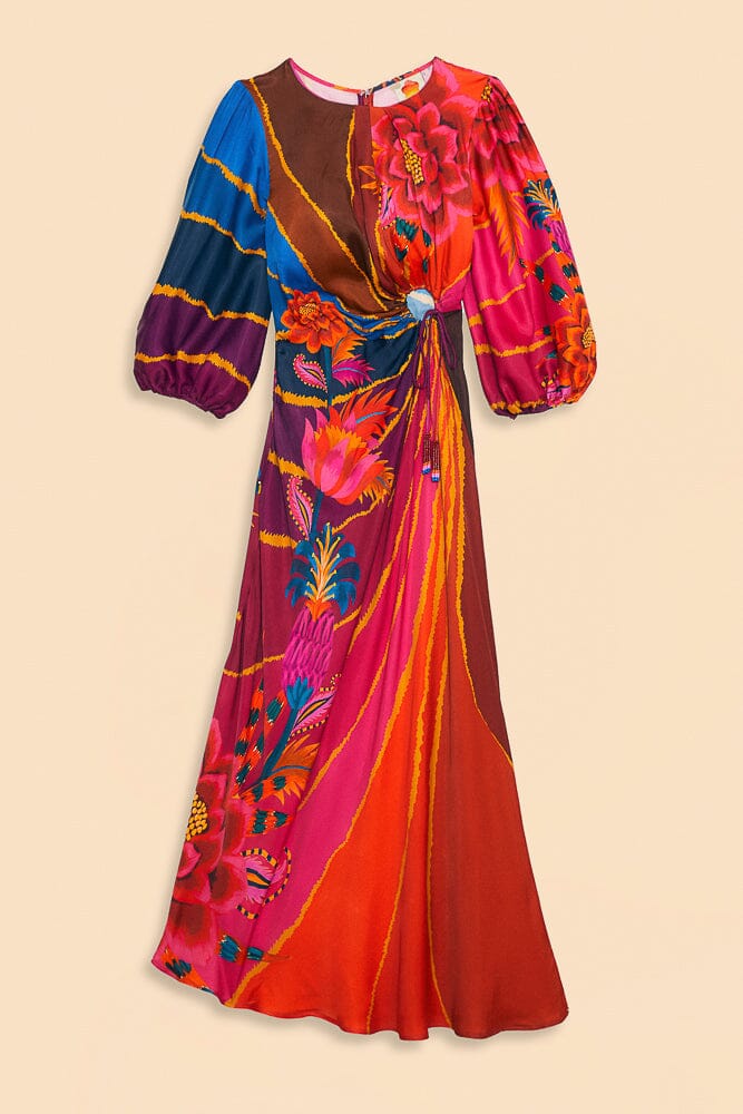 Vintage Wave Circle Cut-Out Midi Dress