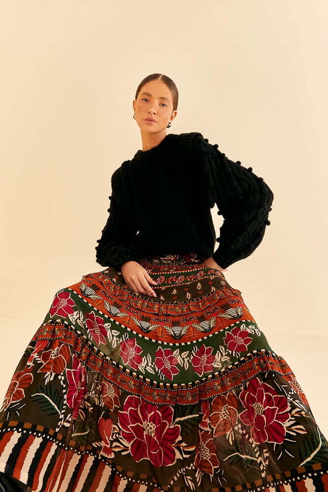 Ainika Floral Garden Tiered Maxi Skirt