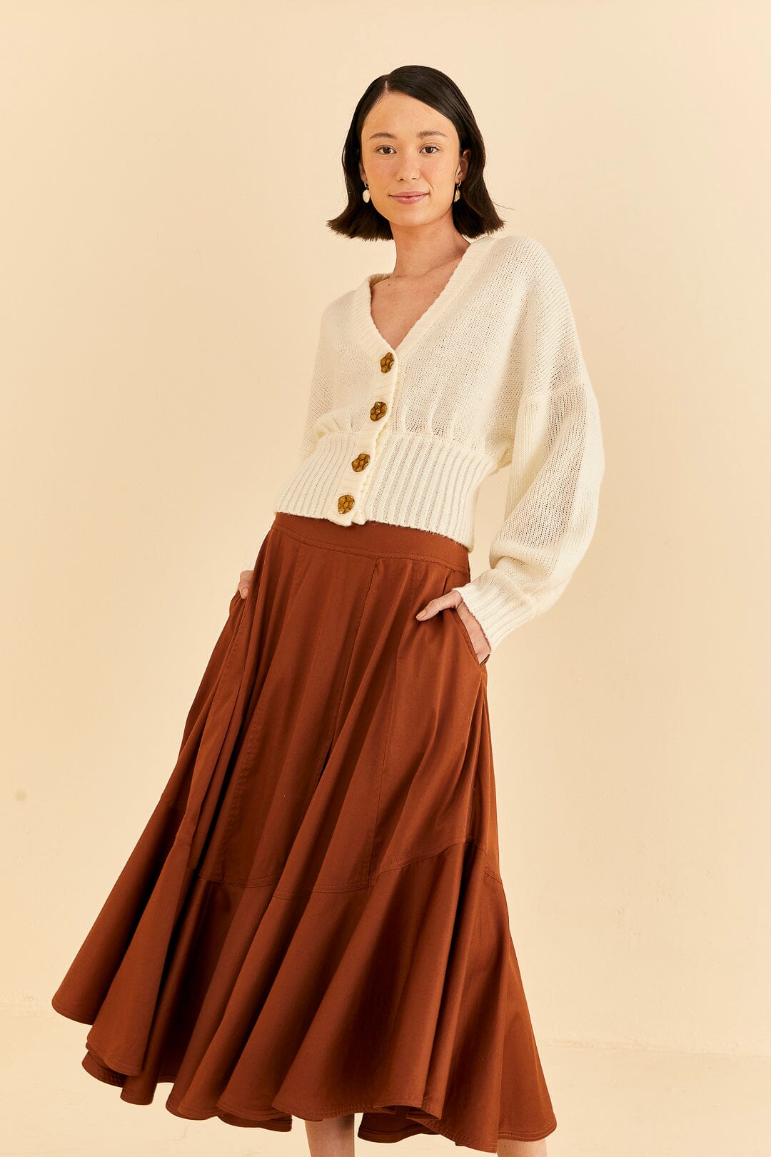 Caramel Ruffle Maxi Skirt