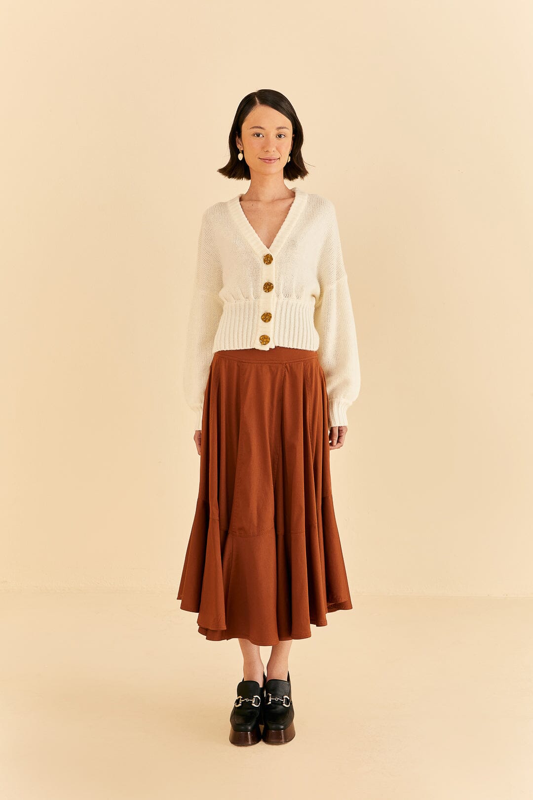 Caramel Ruffle Maxi Skirt