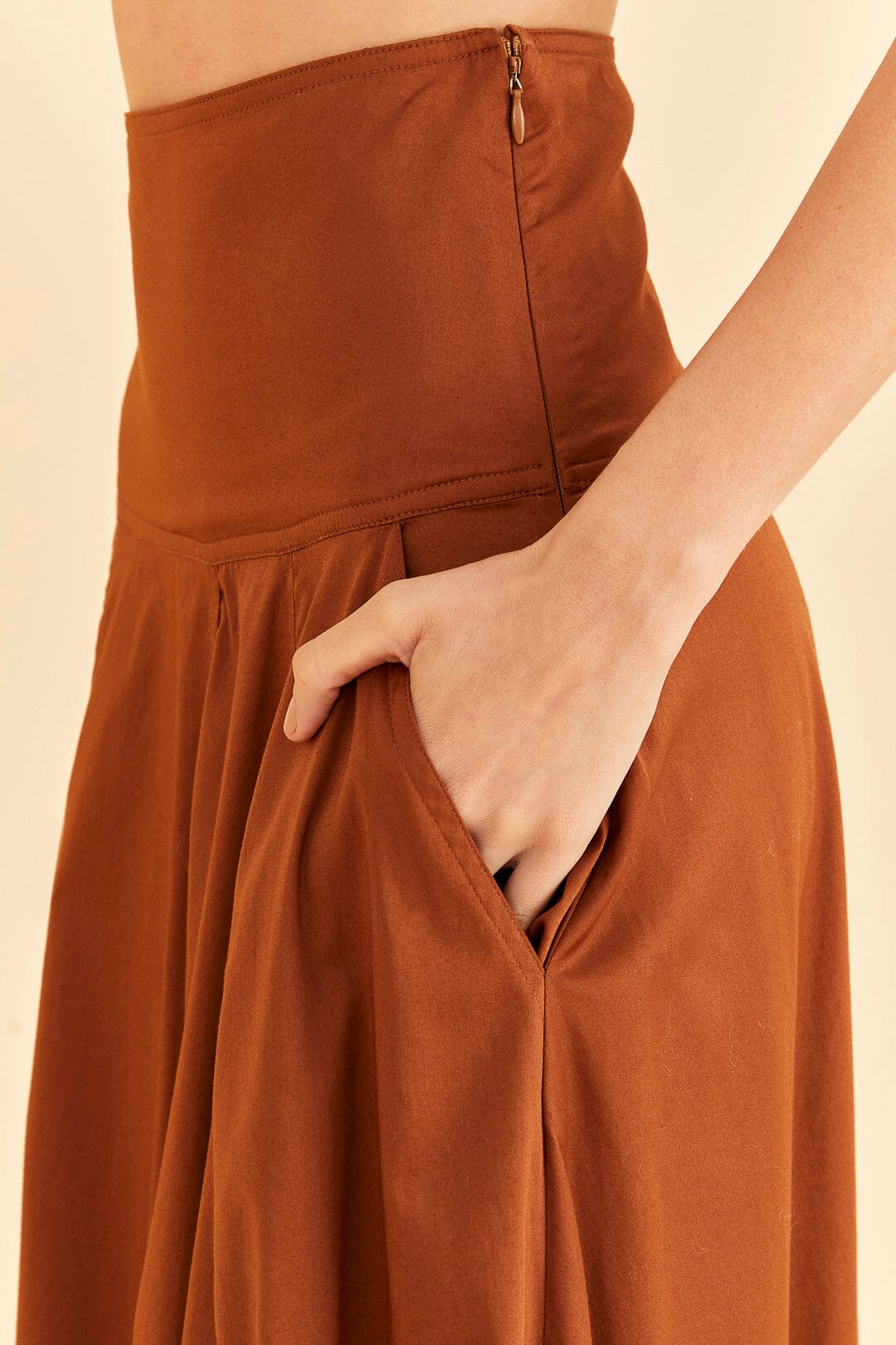 Caramel Ruffle Maxi Skirt