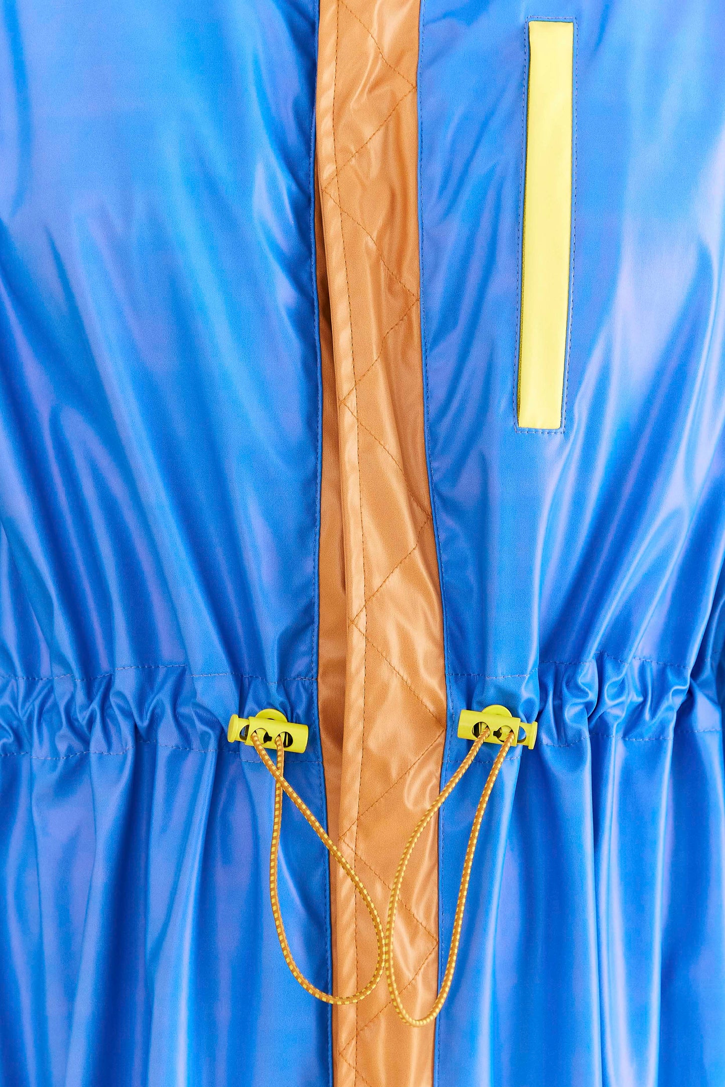 Blue Color Blocking Long Raincoat