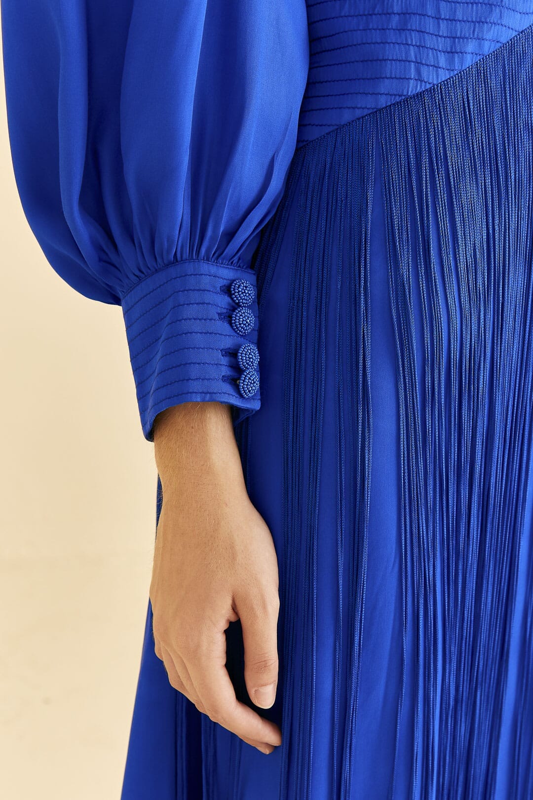 Bright Blue Fringes Maxi Dress
