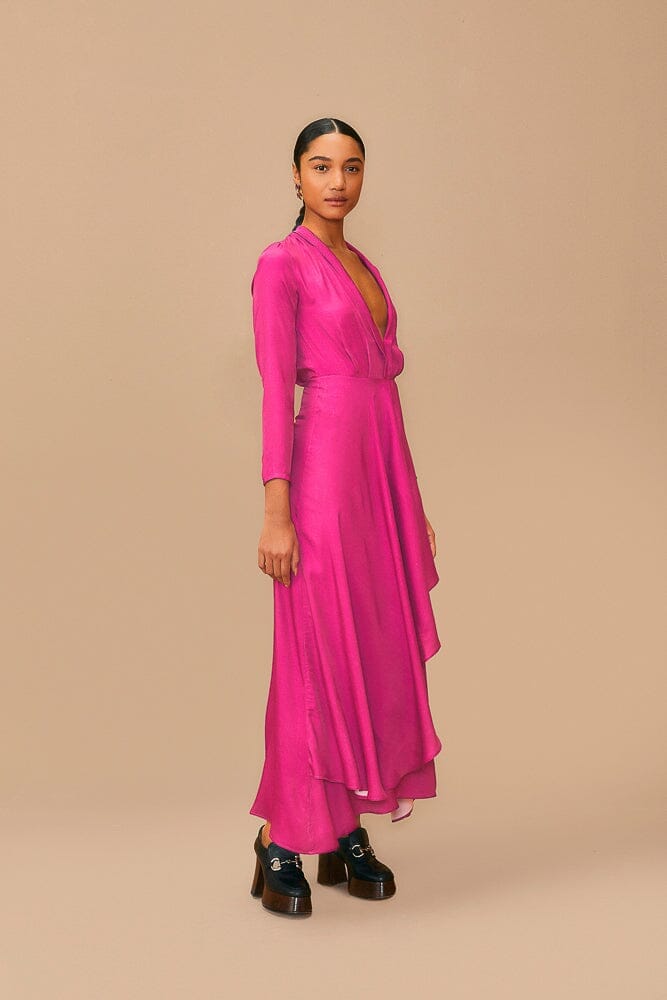 Pink Long Sleeve Maxi Dress