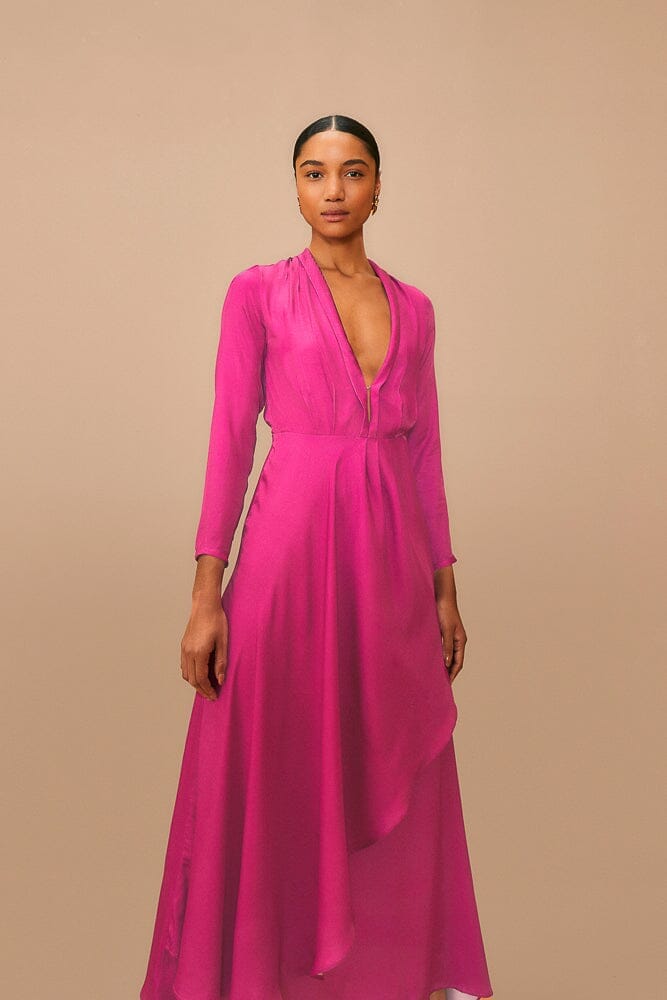 Pink Long Sleeve Maxi Dress