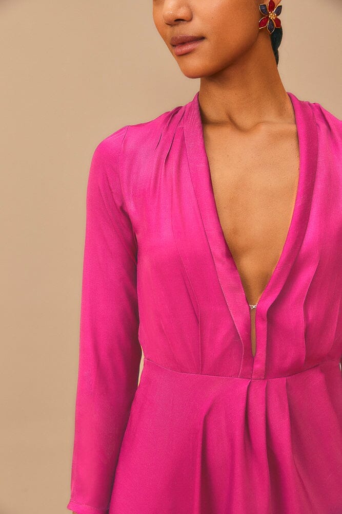 Pink Long Sleeve Maxi Dress
