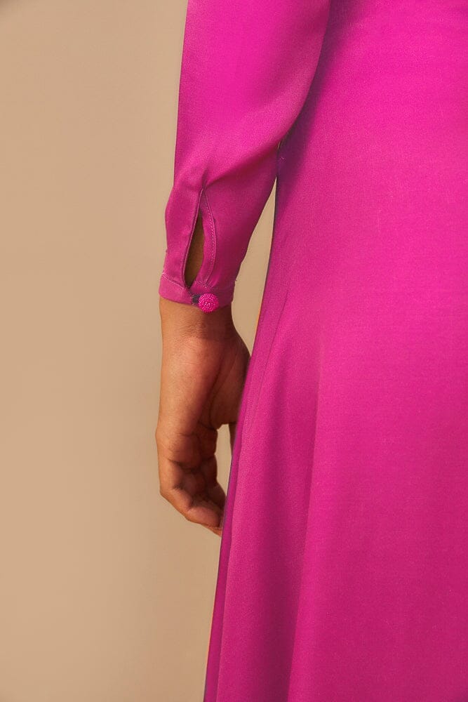Pink Long Sleeve Maxi Dress