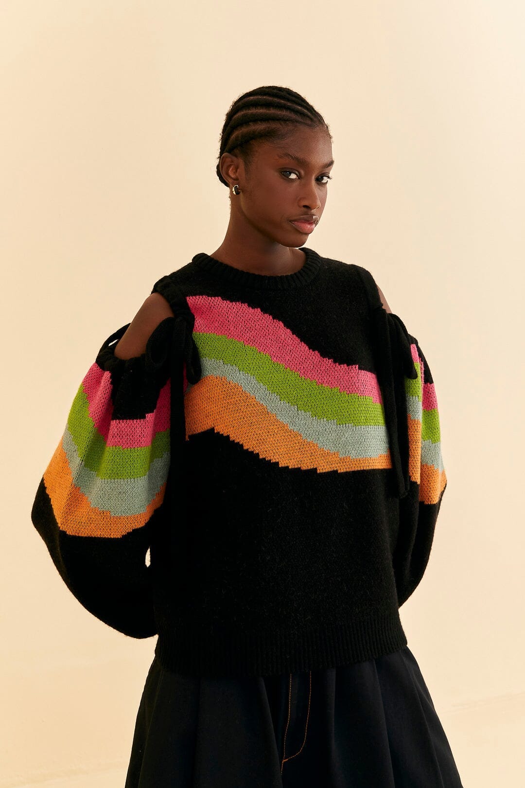 Shoulder Cut Outs Knit Sweater