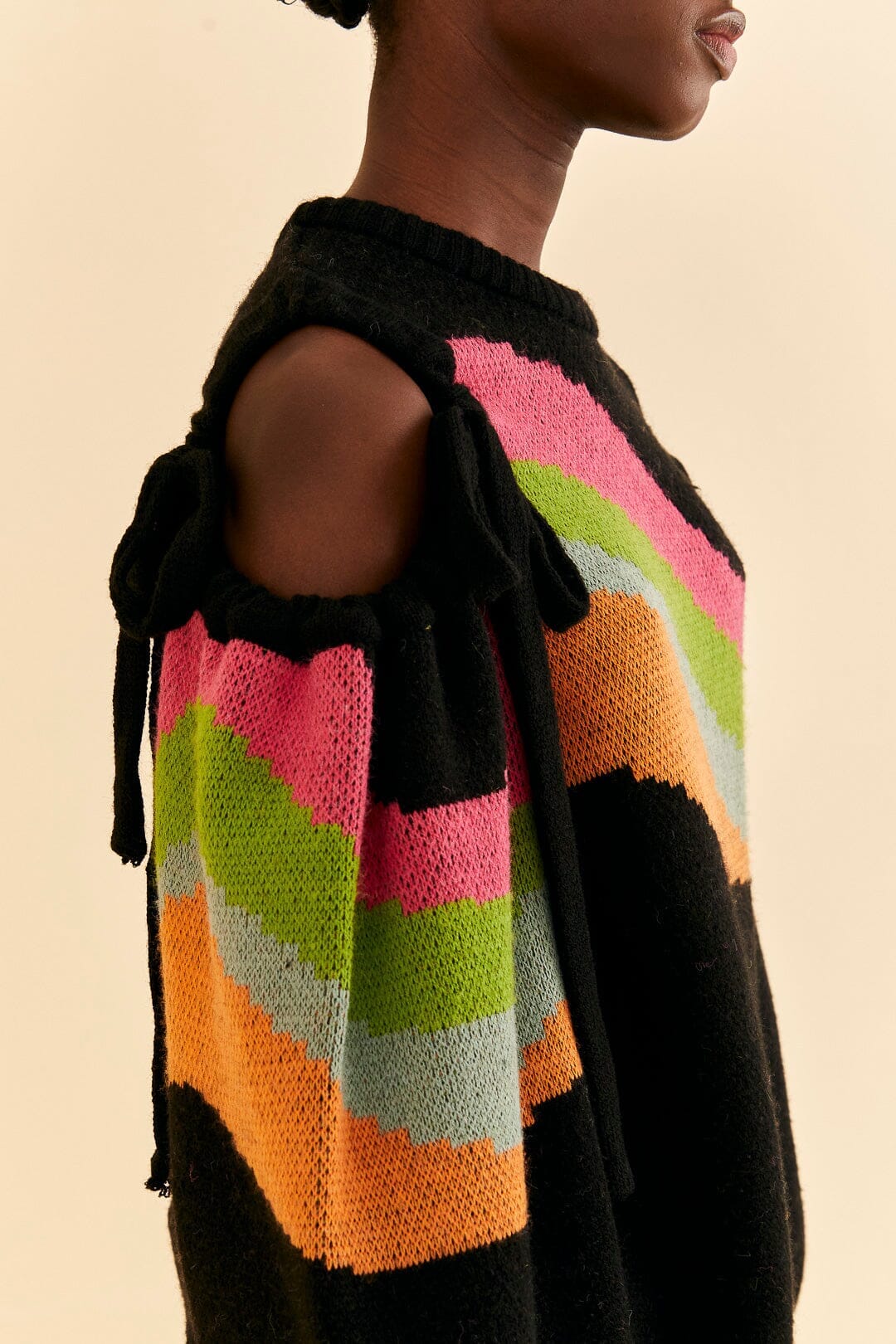 Shoulder Cut Outs Knit Sweater