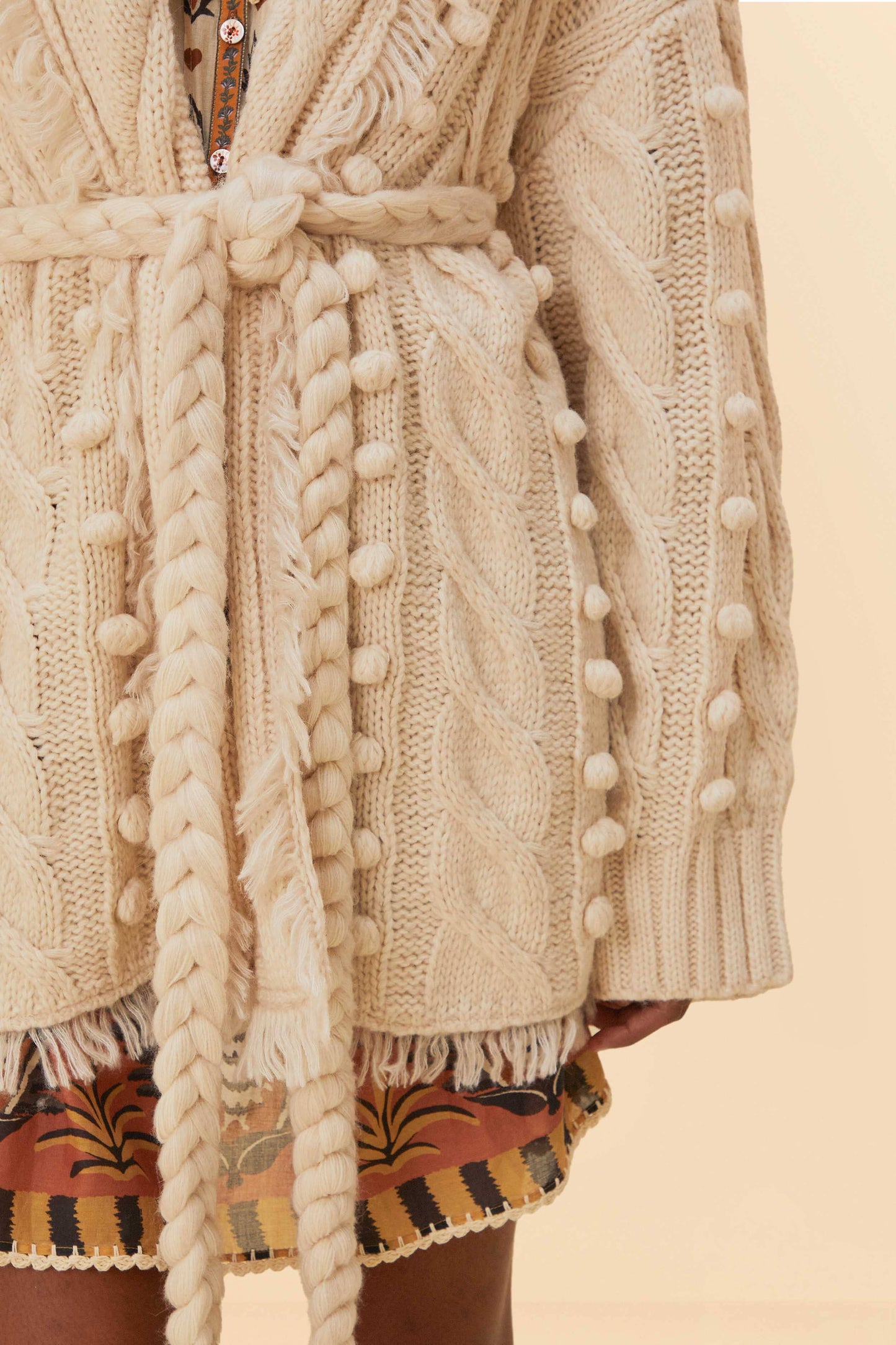 Khaki Braided Knit Cardigan