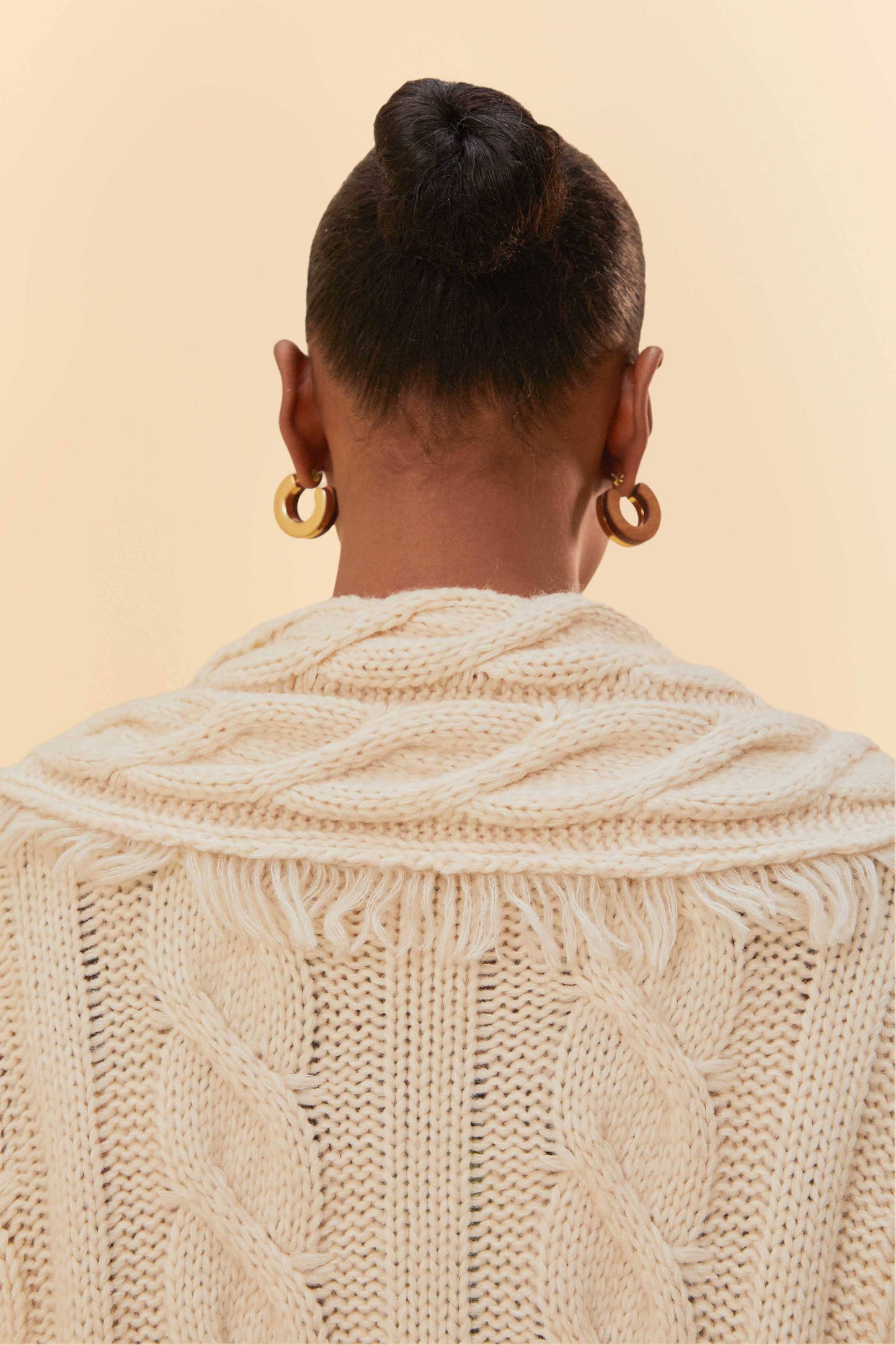Khaki Braided Knit Cardigan