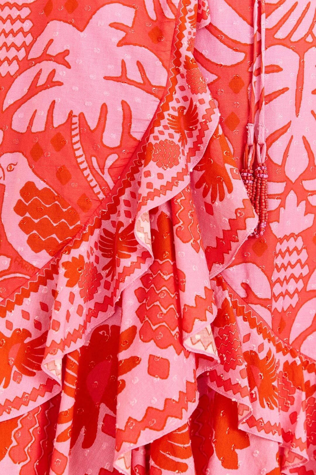 Red Jungle Scarf Wrap Midi Dress