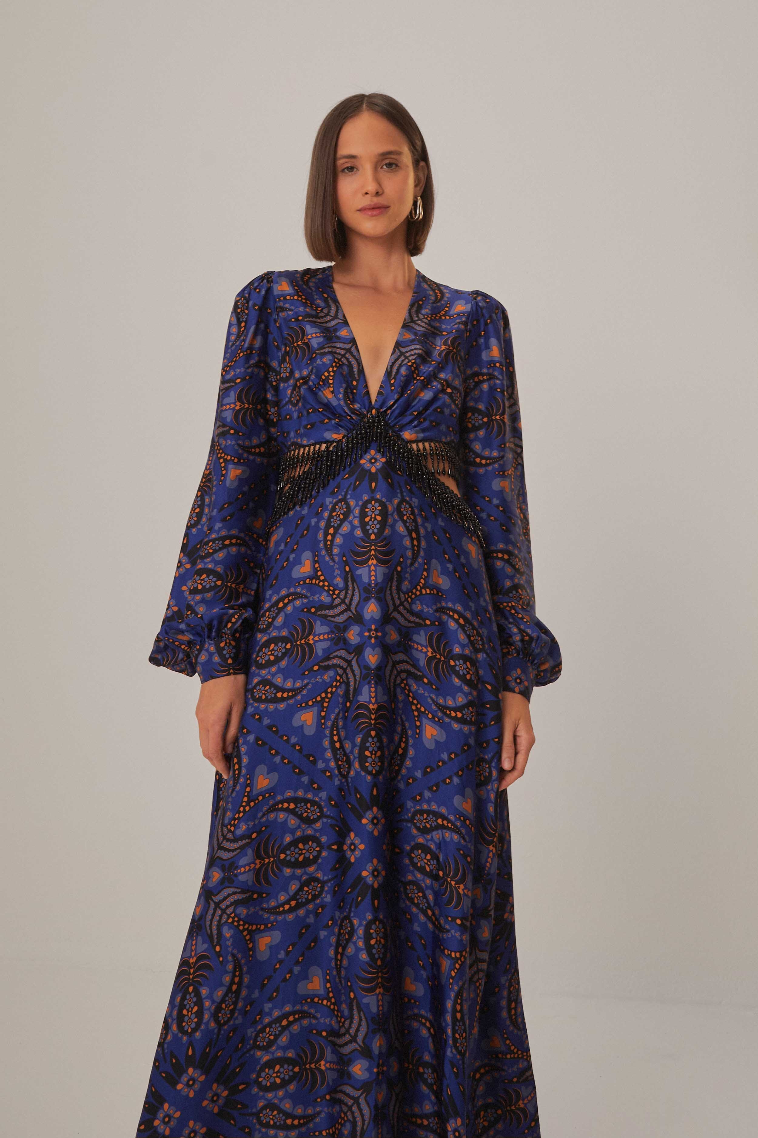 Martina Scarf Cut Out Fringe Maxi Dress