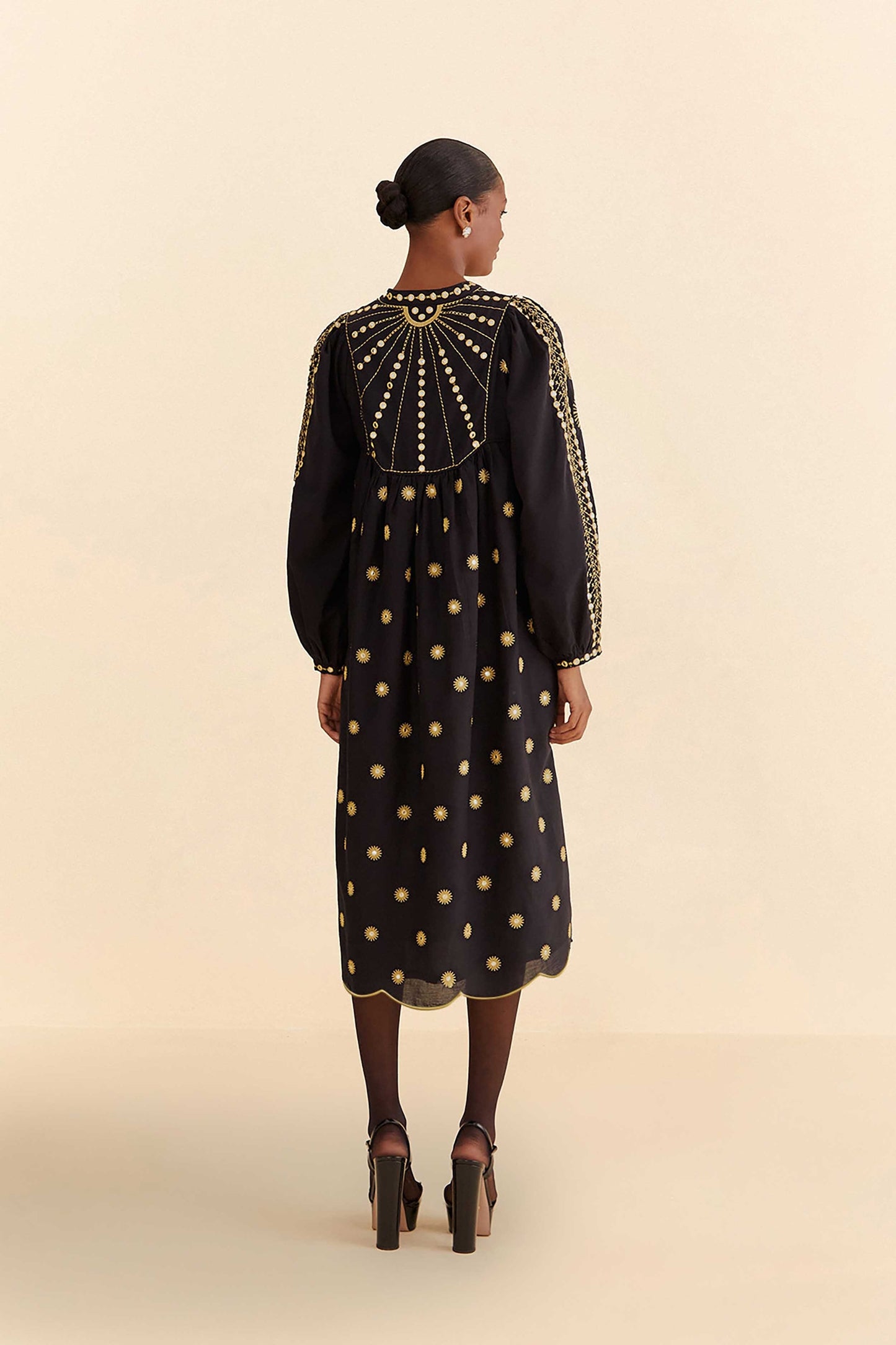 Sun Embroidered Midi Dress