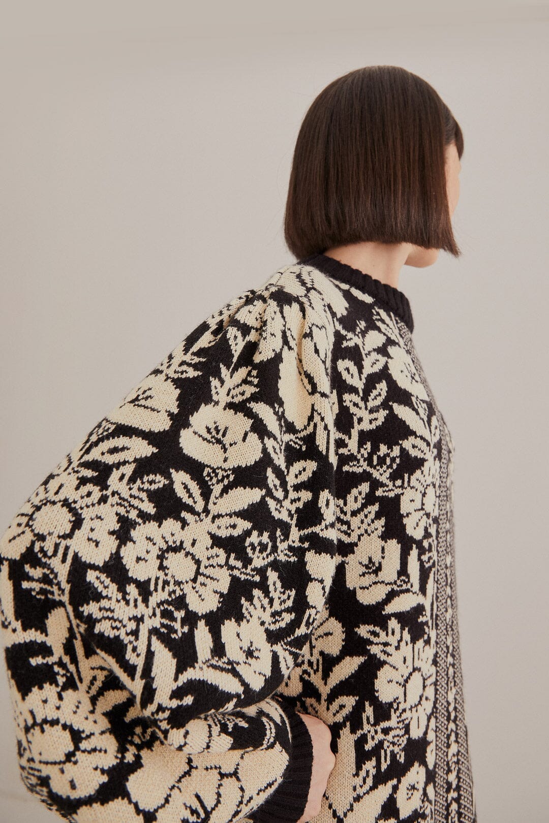 Black Pineapple Garden Mini Sweater Dress