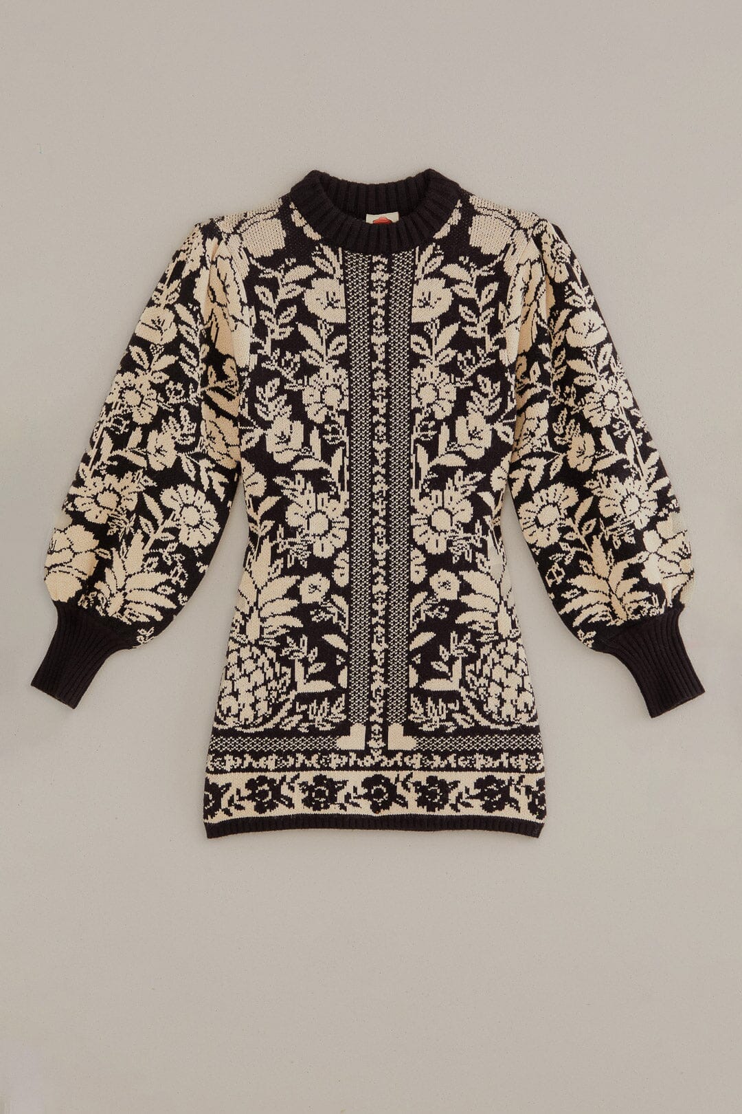 Black Pineapple Garden Mini Sweater Dress