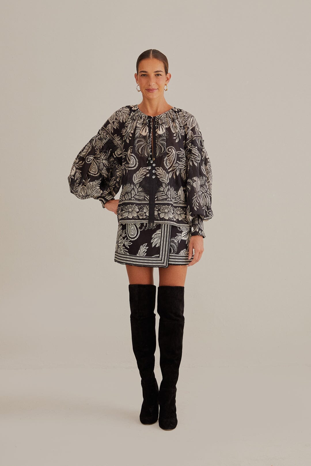 Black Paisley Bloom Blouse