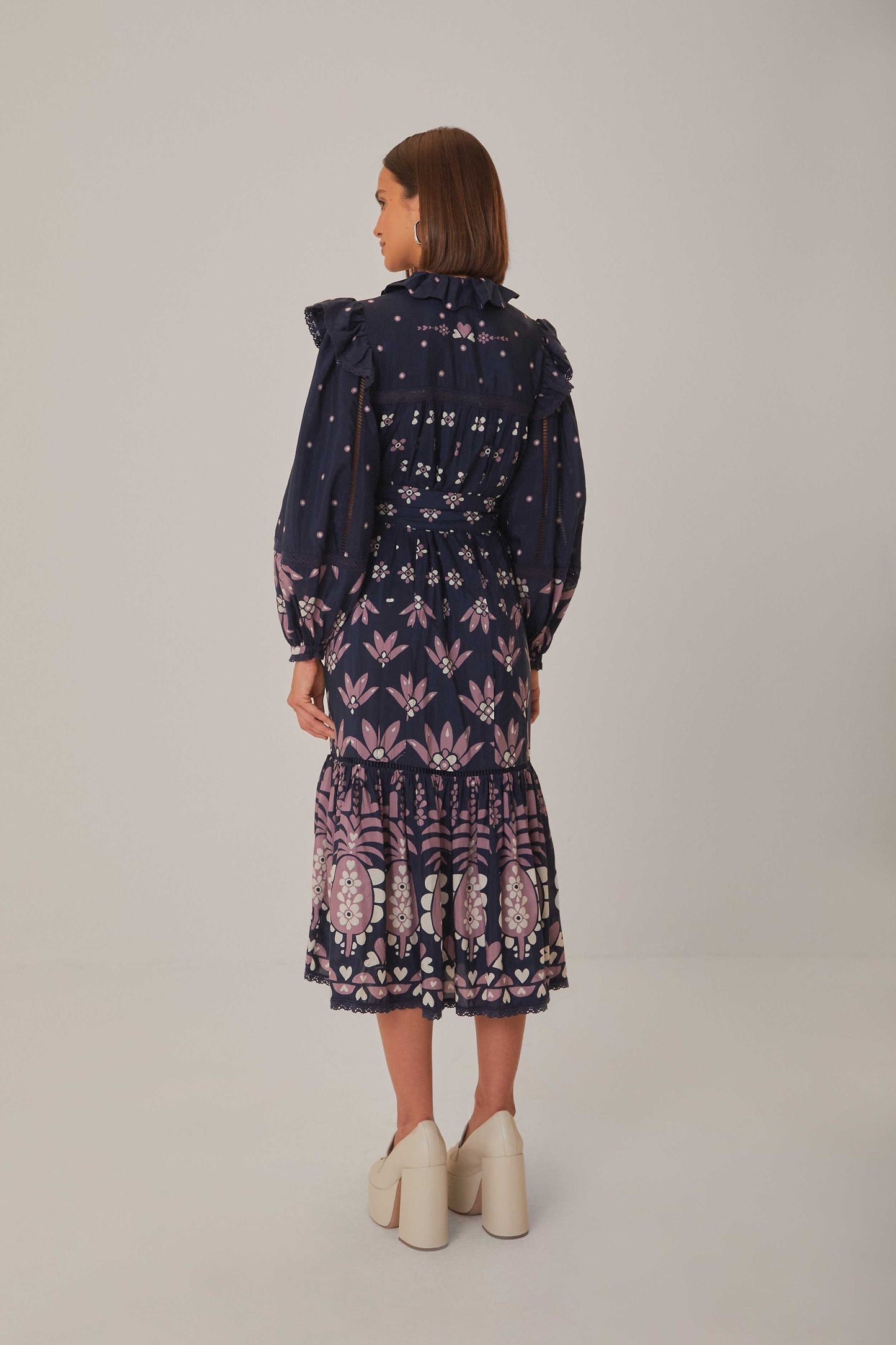 Dark Blue Ainika Martina Long Sleeve Midi Dress