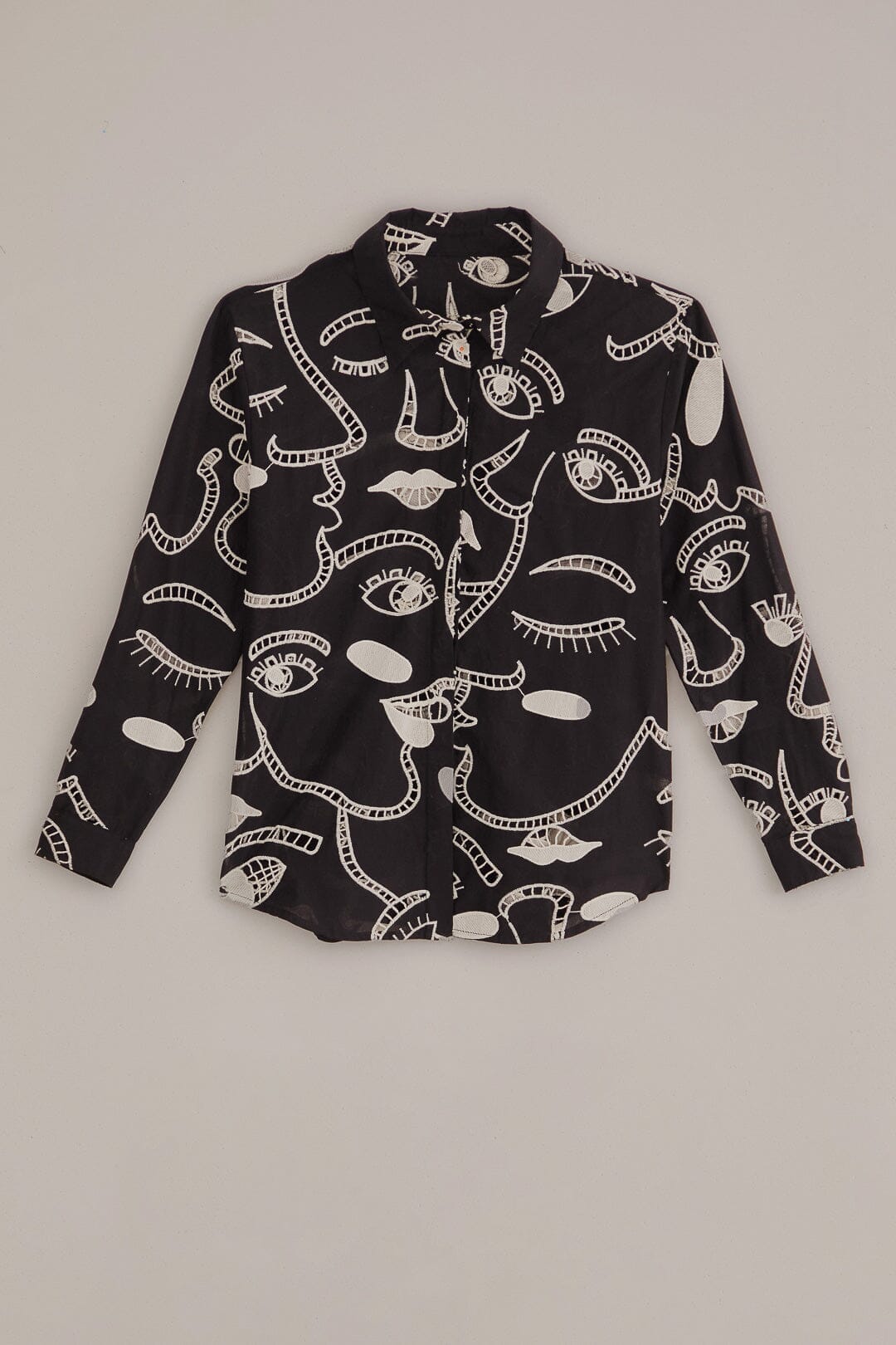 Black Richelieu Faces Shirt