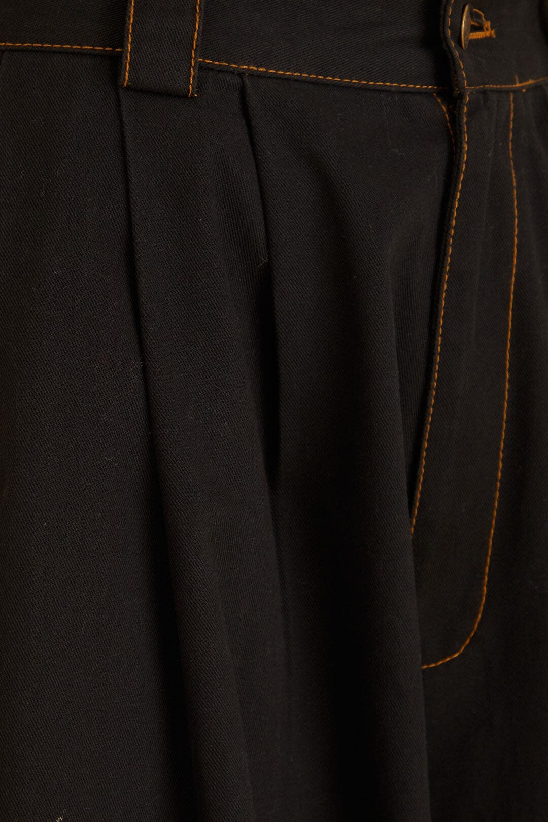 Black Canvas Maxi Pleated Pants