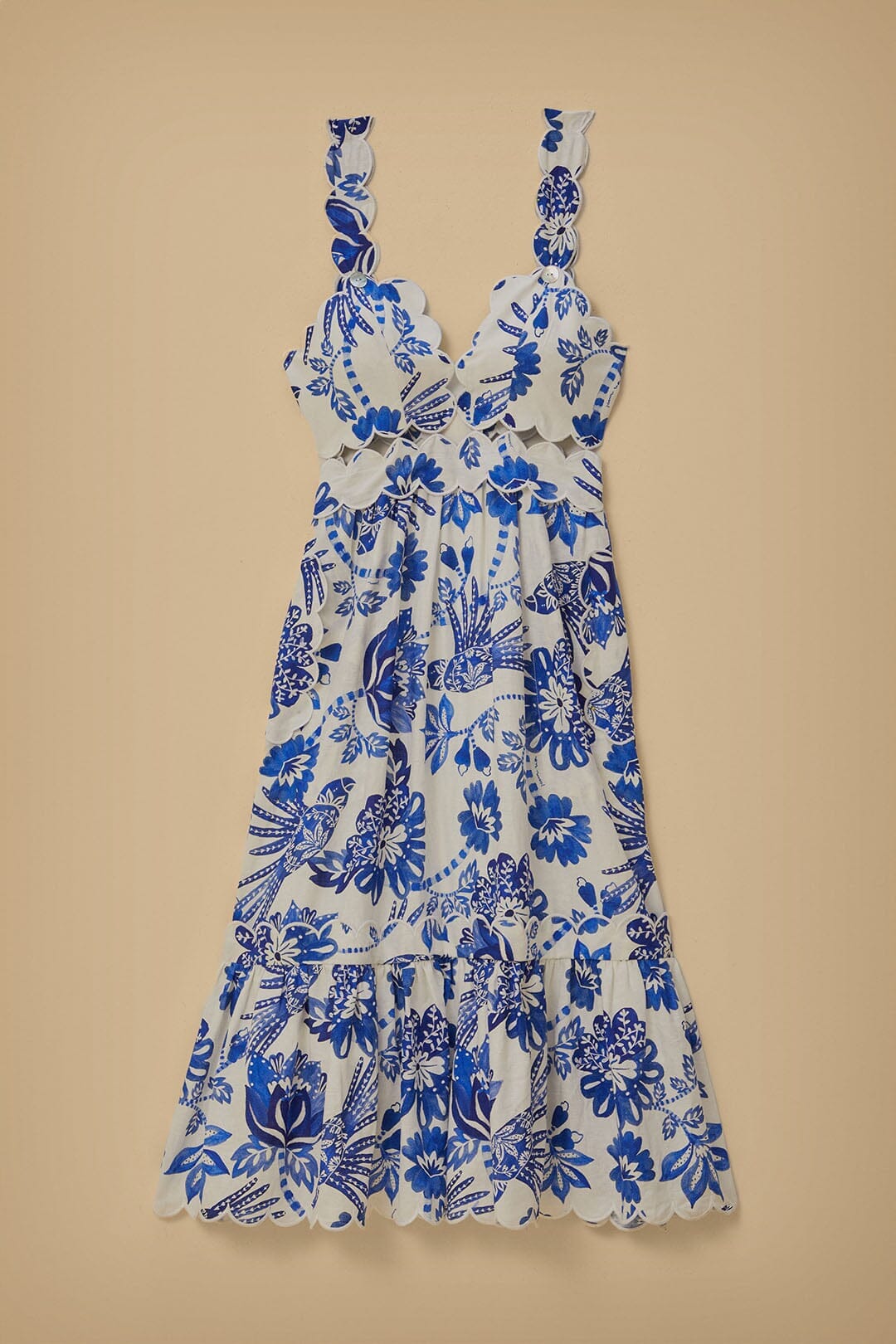 Off-White Flowerful Birds Lenzing™ Ecovero™ Euroflax™ Midi Dress