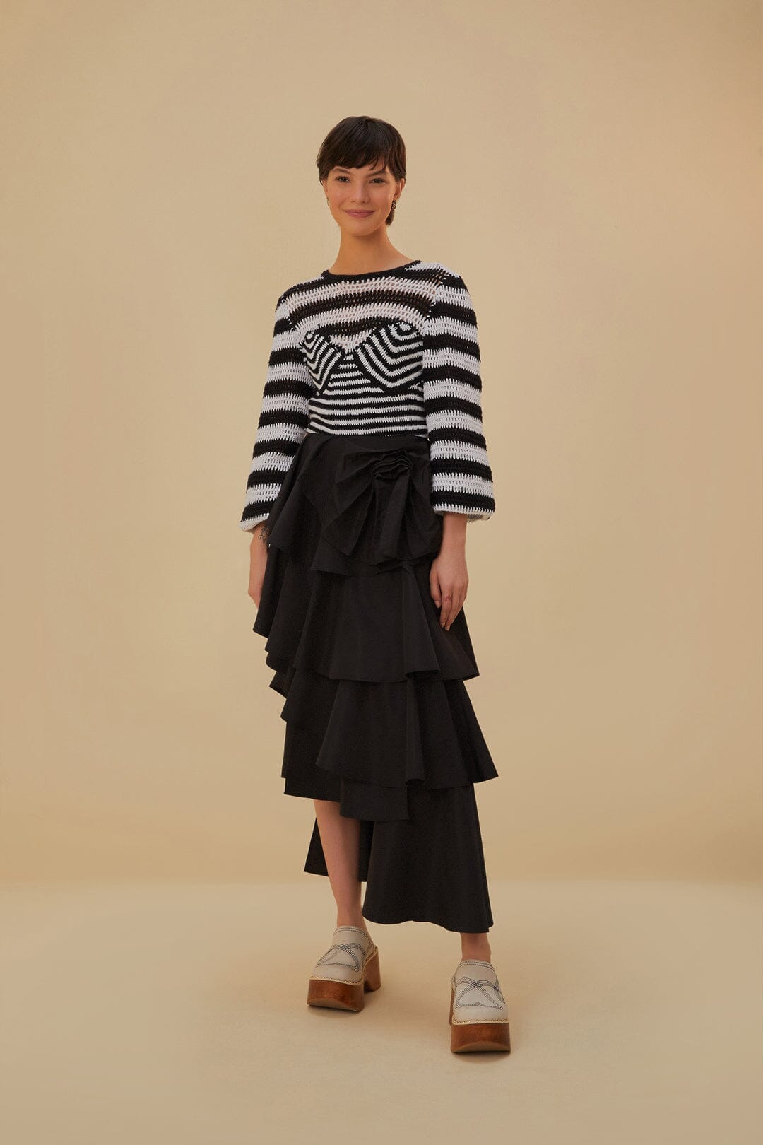 Tiered Bow Detail Maxi Skirt