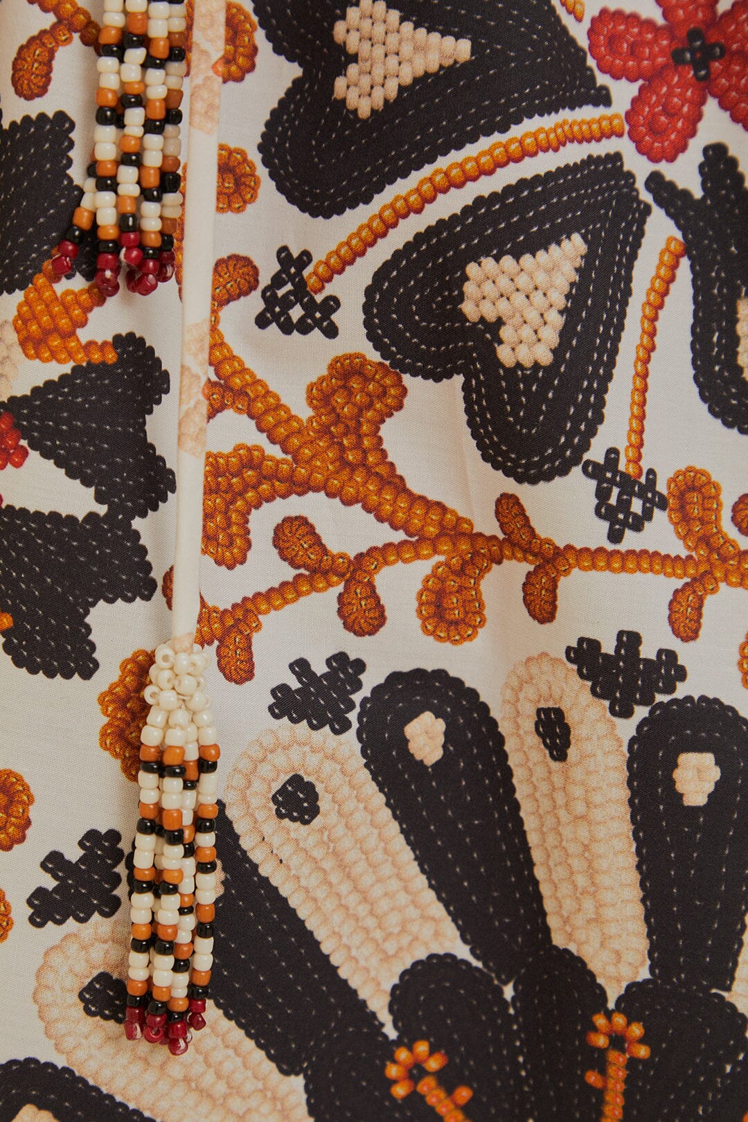 Flower Fan Tapestry Off-White Midi Dress