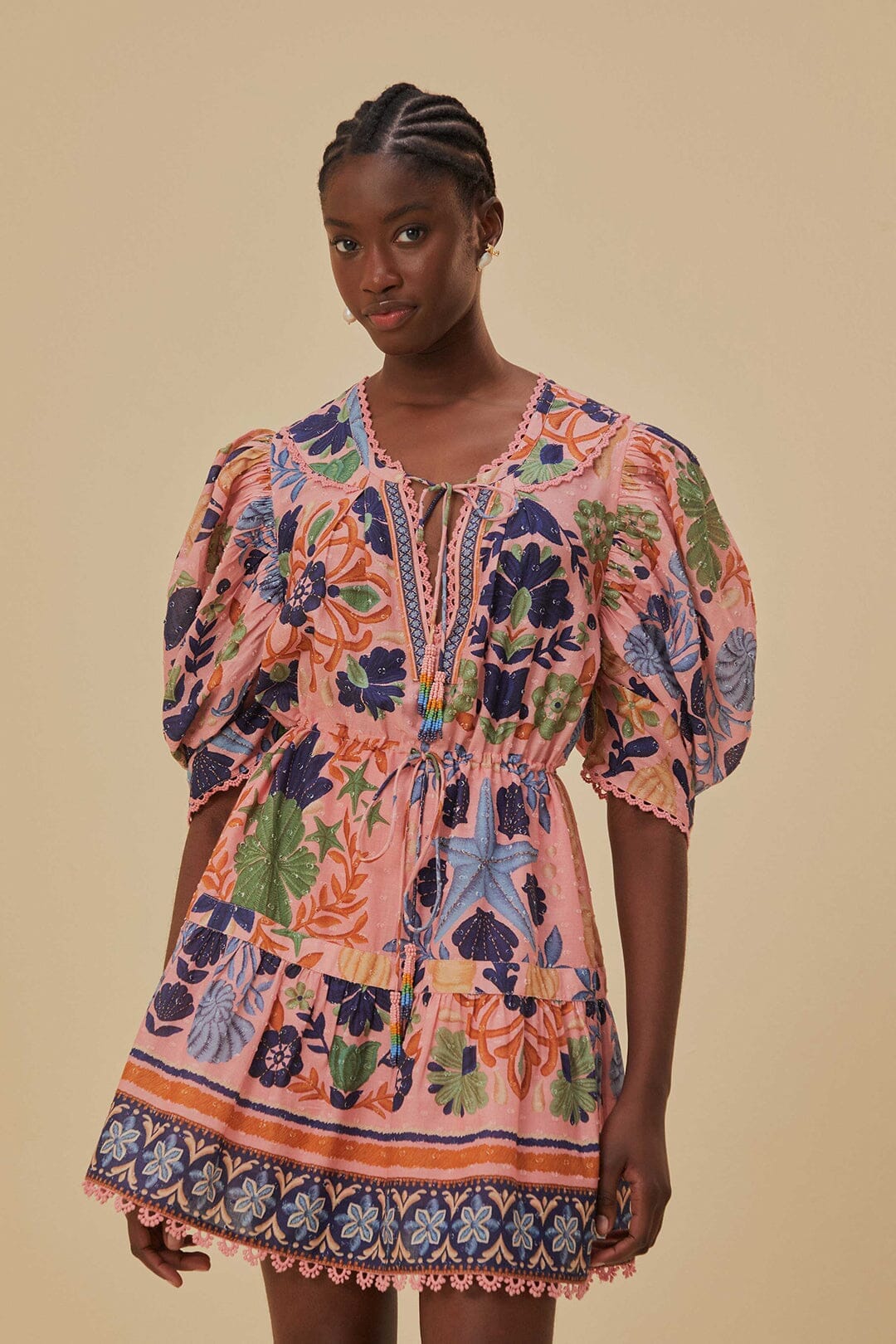 Seashell Tapestry Pink Mini Dress – FARM Rio Seashell Tapestry Pink Mini Dress – FARM Rio