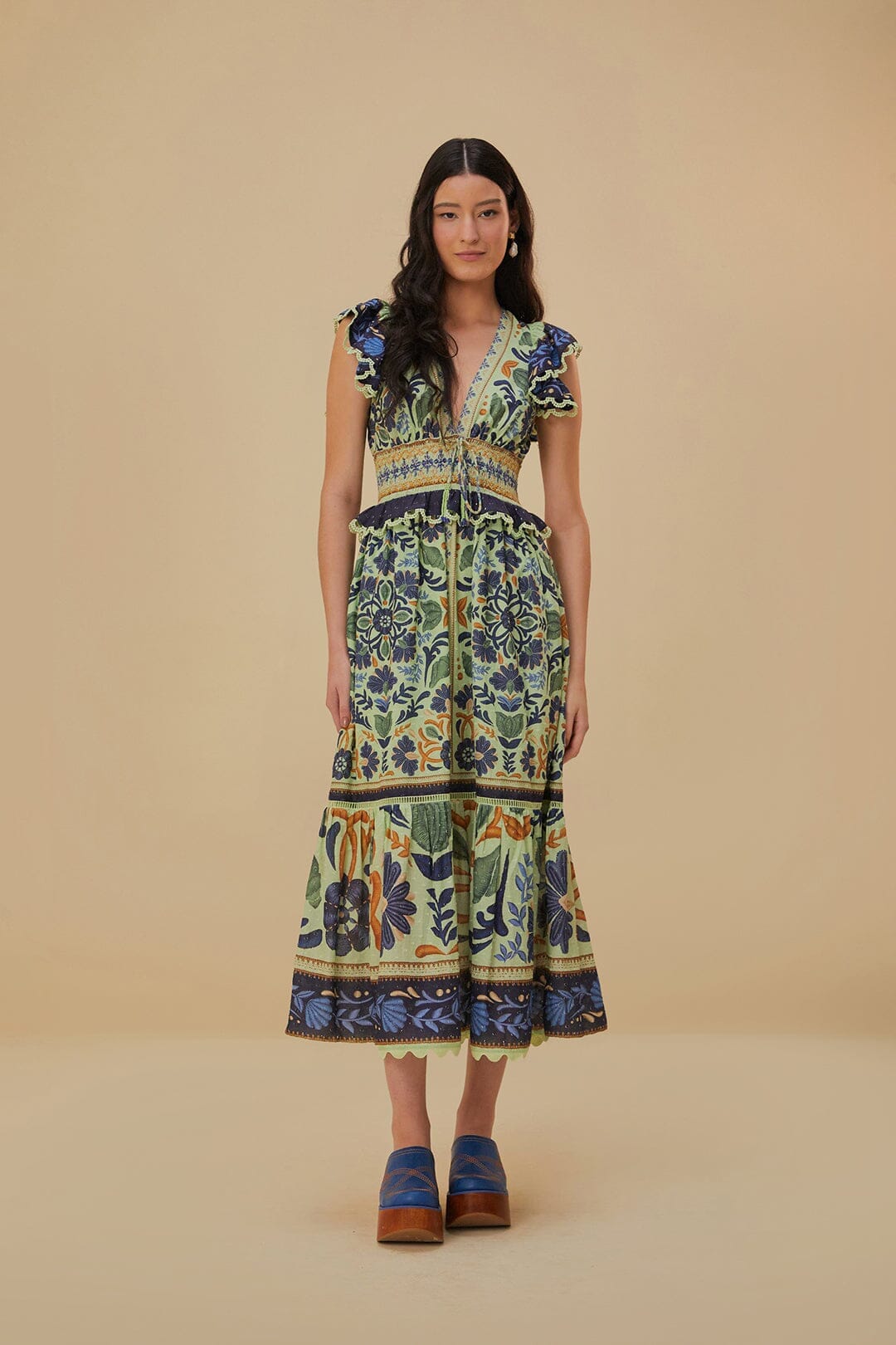 Ocean Tapestry Green Maxi Dress FARM Rio Ocean Tapestry Green Maxi Dress FARM Rio