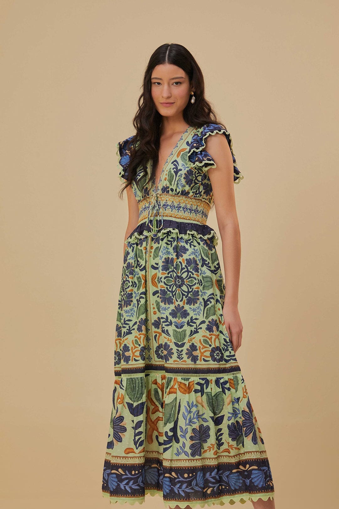 Ocean Tapestry Green Maxi Dress