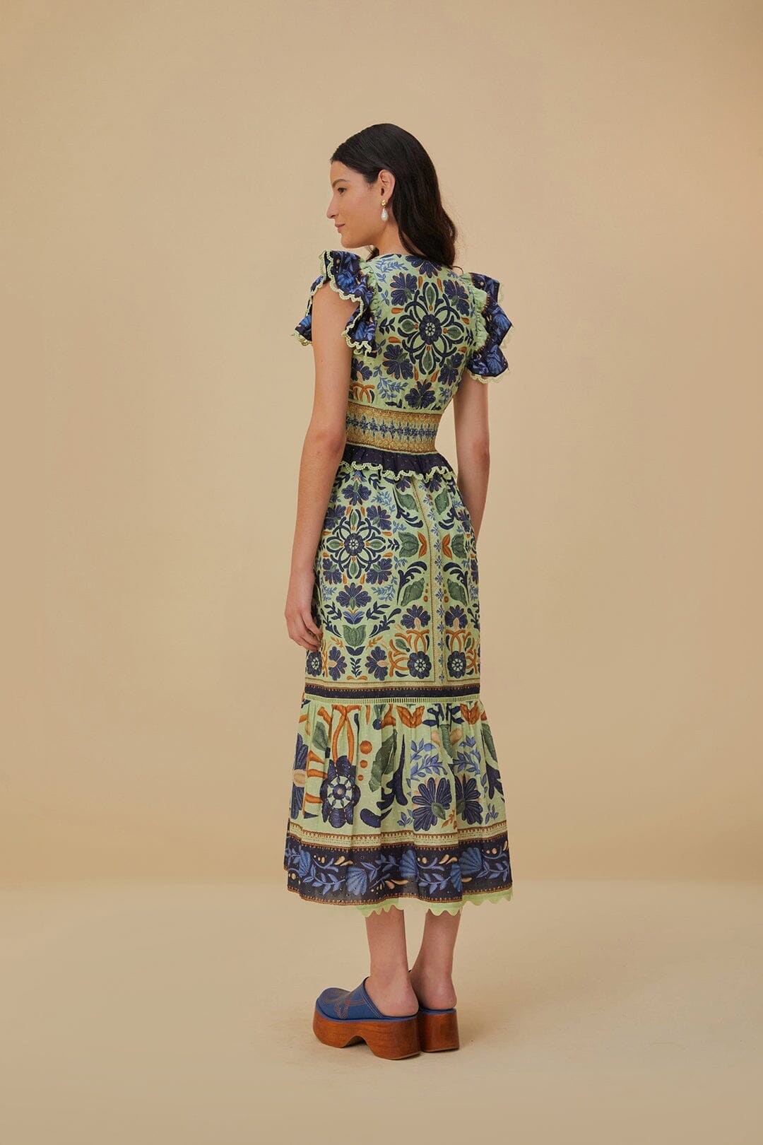 Ocean Tapestry Green Maxi Dress