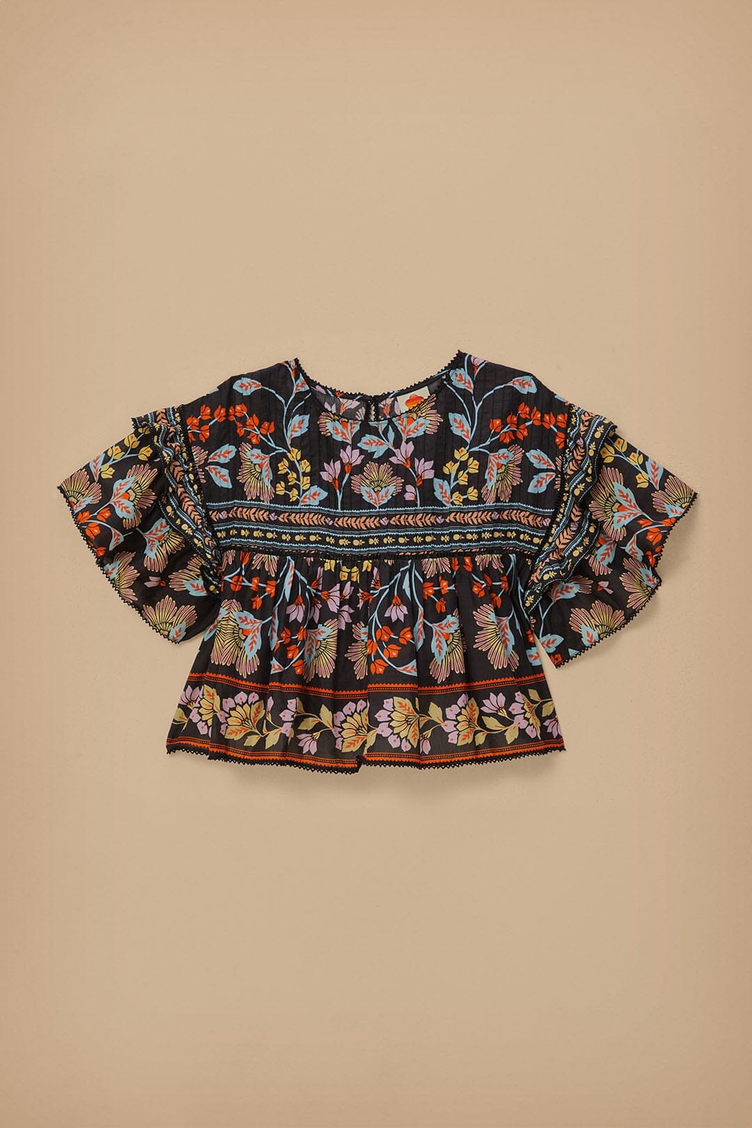 Flowery Black Blouse